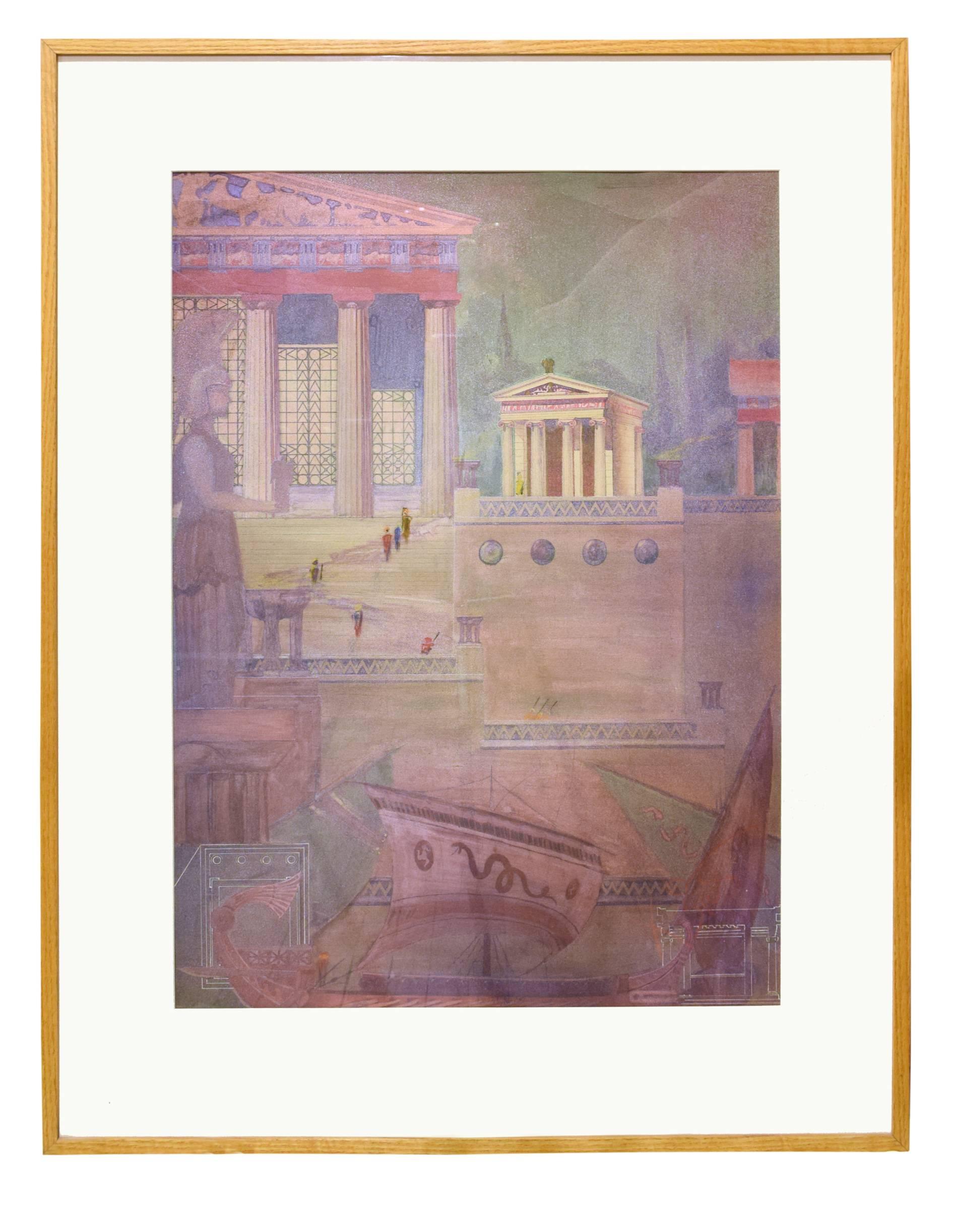 Set of Four Architectural Presentation Renderings In Excellent Condition In Round Top, TX