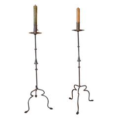 Pair of Italian Wrought Iron Candle Stick Lamps