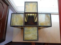 Pair Frank Lloyd Wright Studio Prairie Stain Glass Light Fixtures