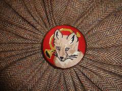 Pair Needlepoint "Fox & Hound" Round Pillows