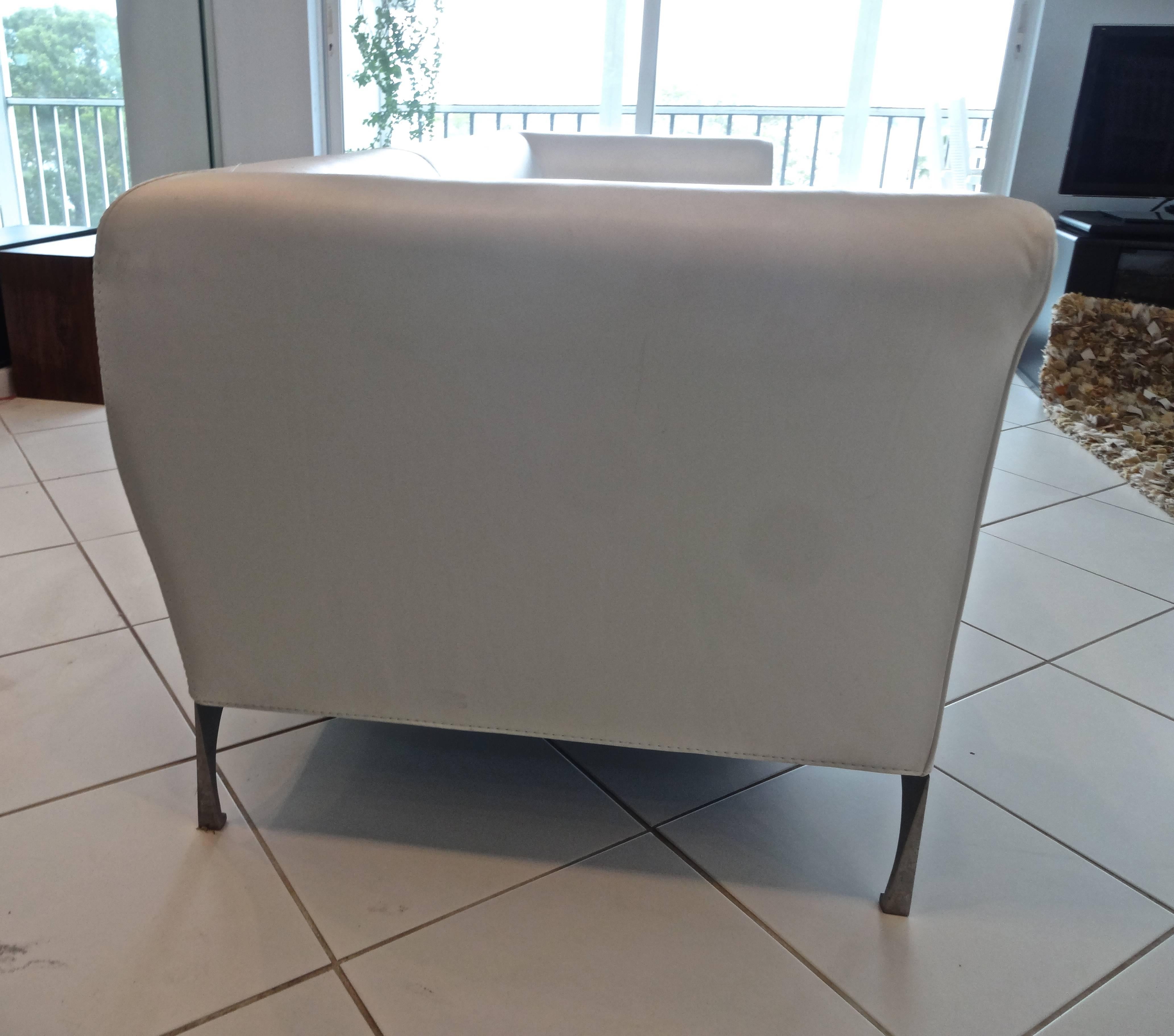 Contemporary Roche Bobois White Leather Sofa