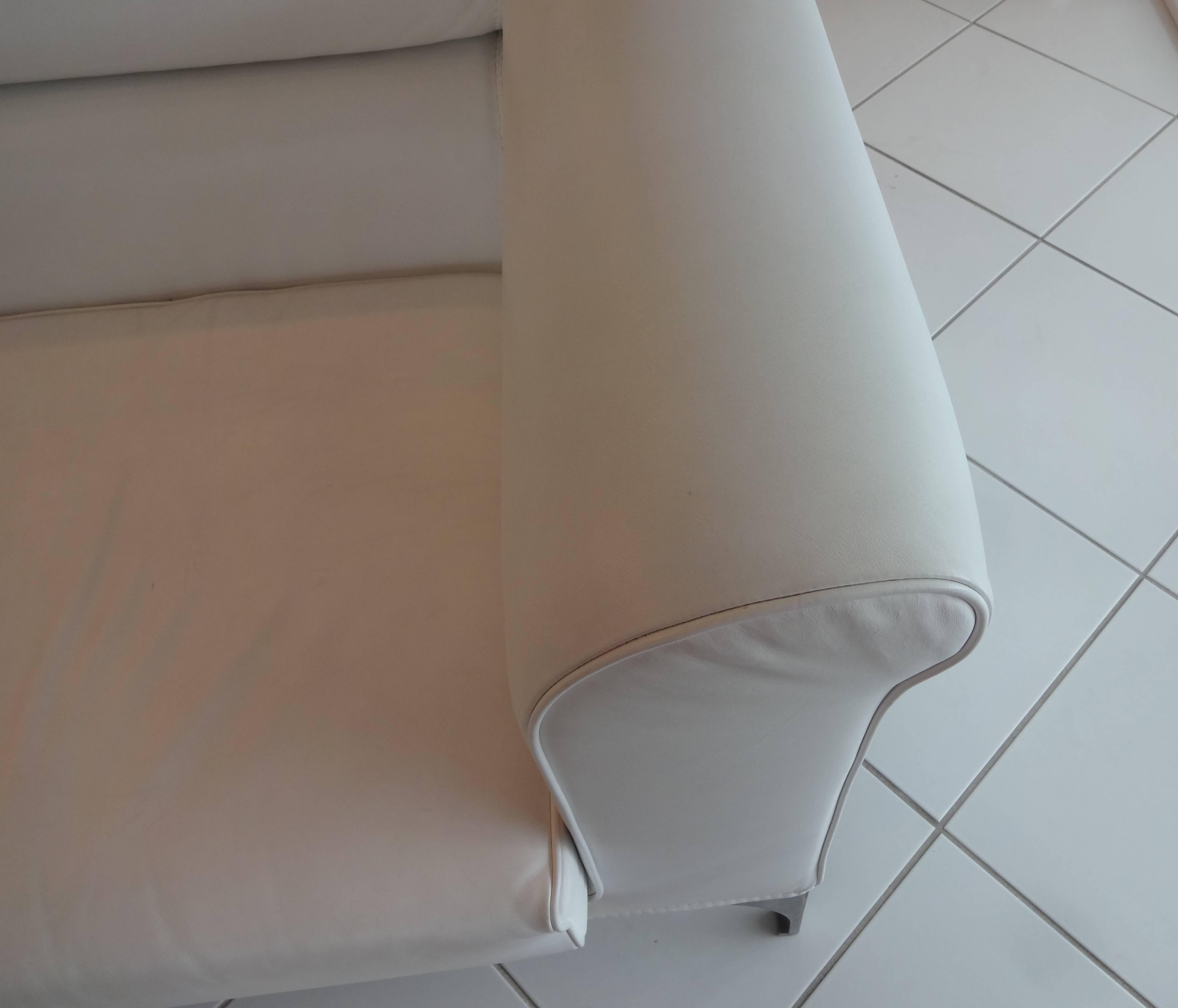 Roche Bobois White Leather Sofa 1