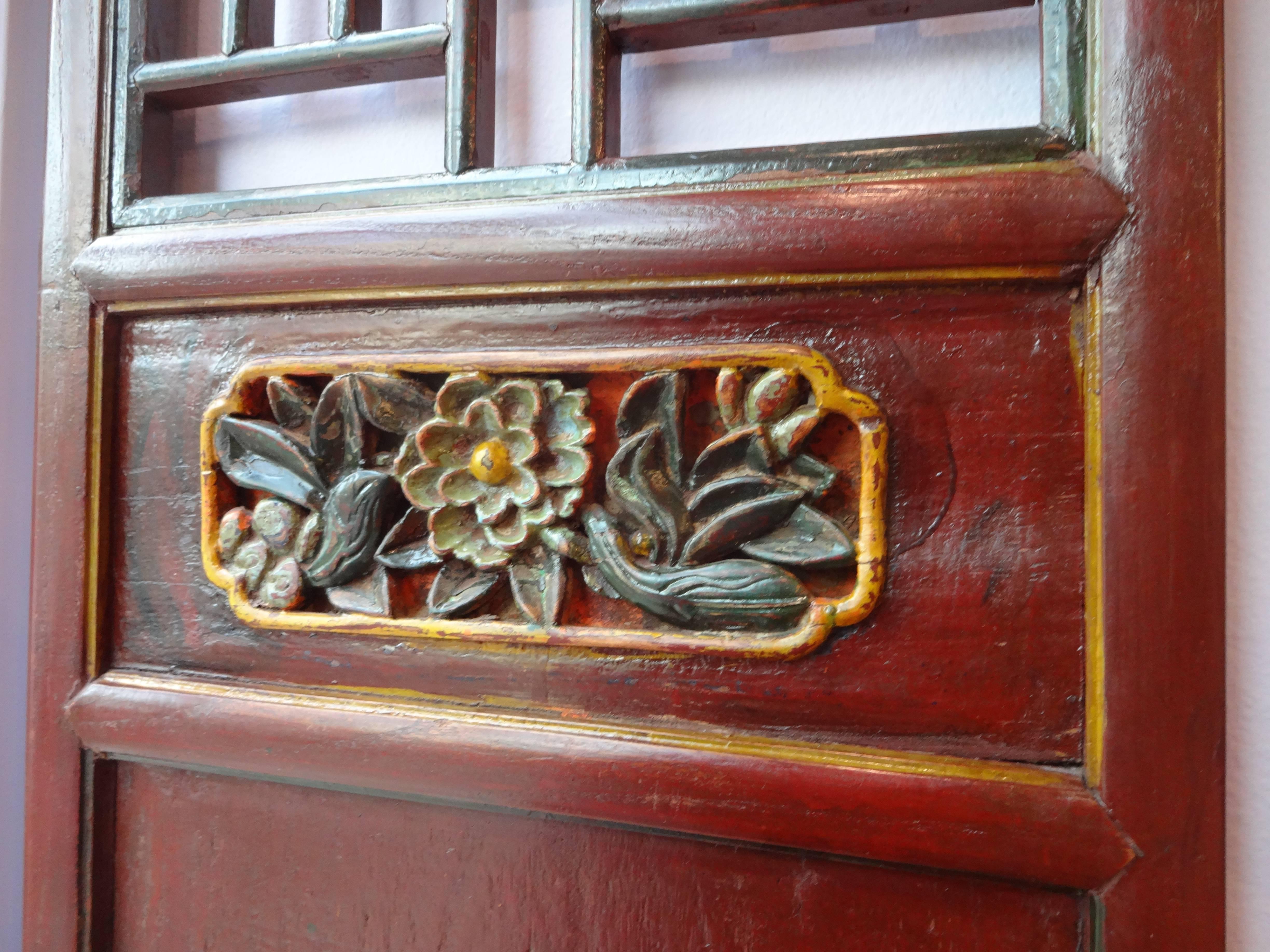 Hand-Carved Pair of Chinese Screen Doors