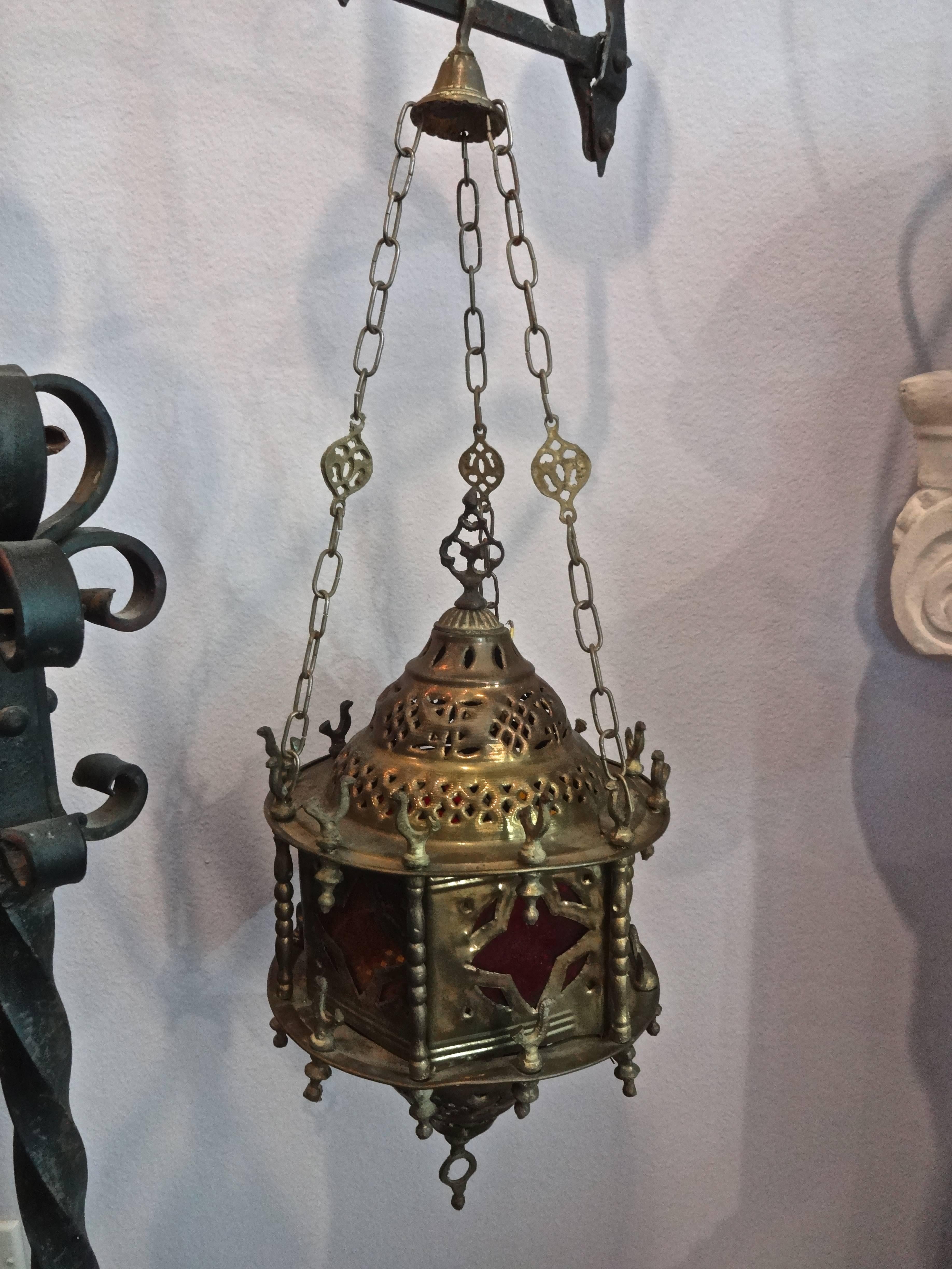 Brass Set of Three Moroccan Lanterns
