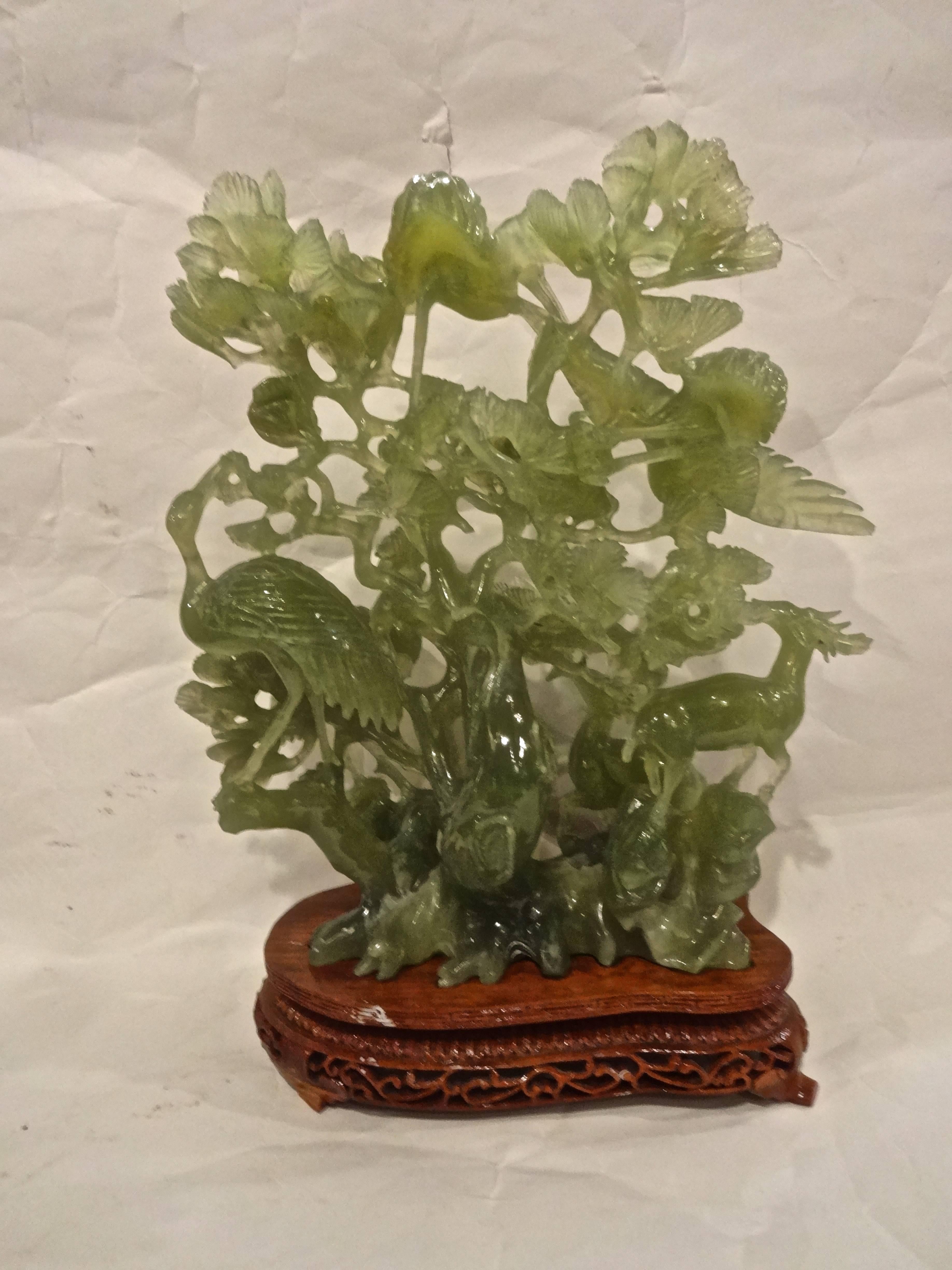 Chinese Jade Carving on Stand In Excellent Condition In Sarasota, FL