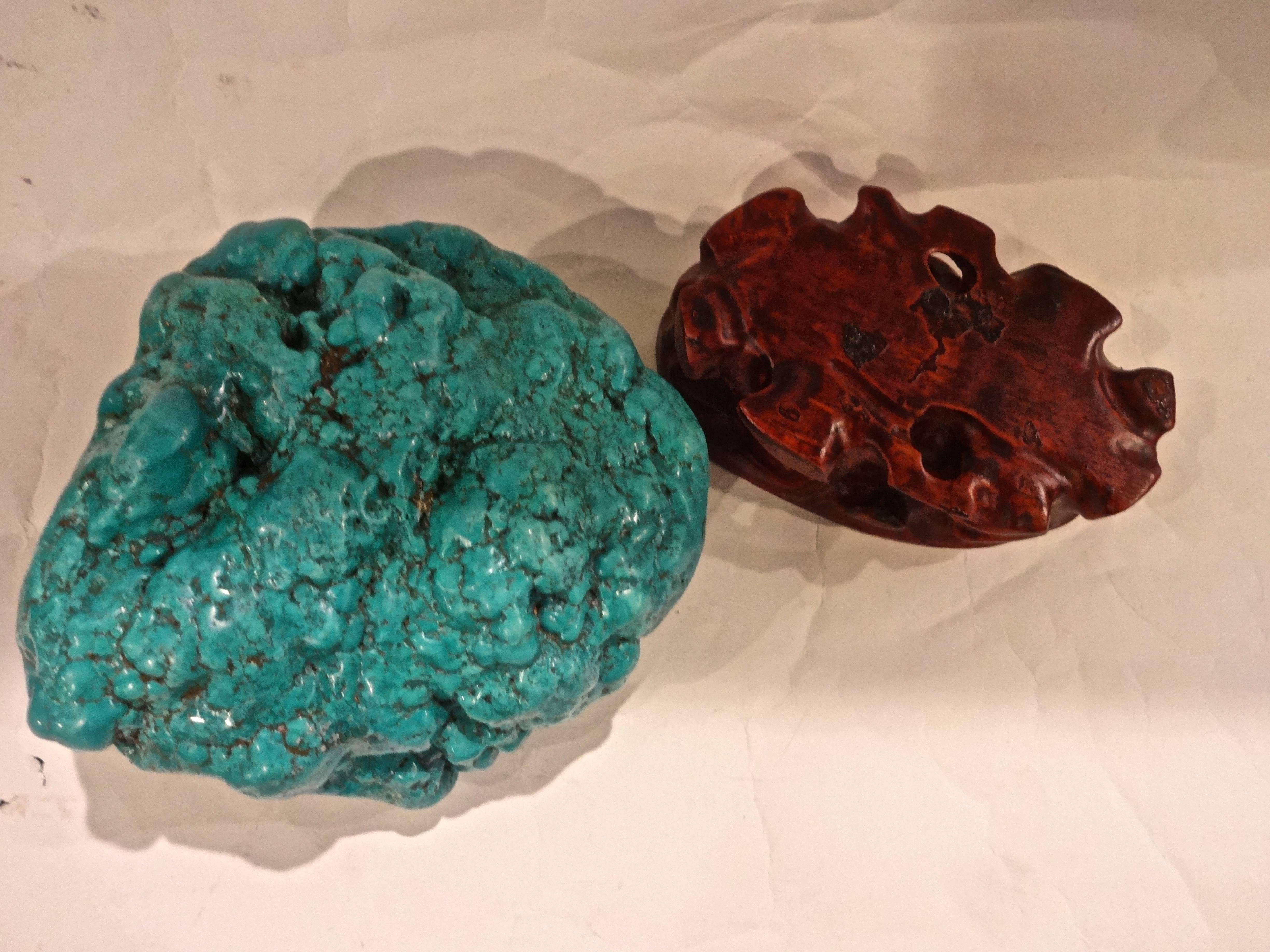 Chinese Turquoise Scholar's Rock In Excellent Condition In Sarasota, FL