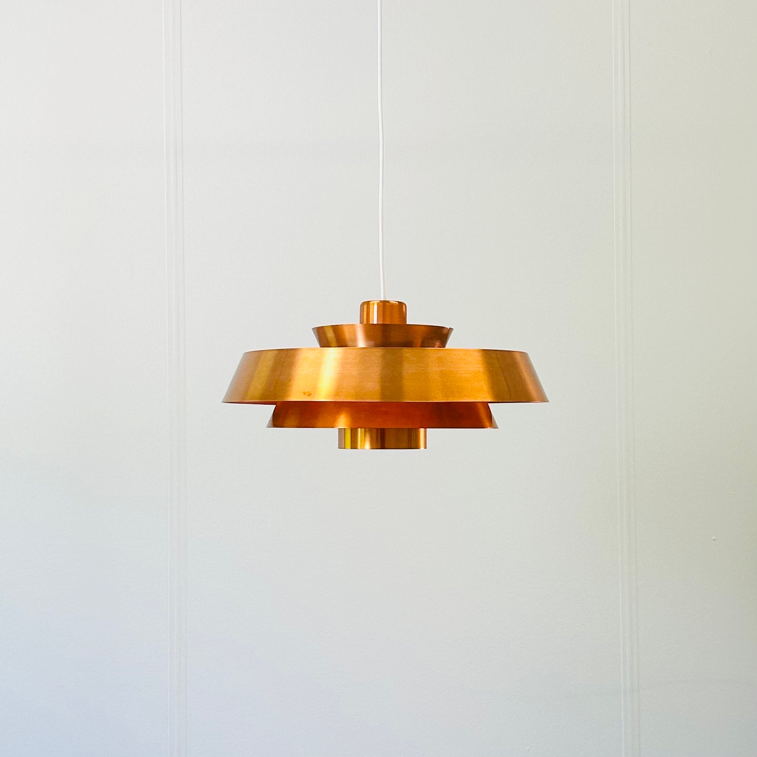 Danish Copper Nova Pendant Light by Jo Hammerborg for Fog & Morup, 1960s, Denmark For Sale