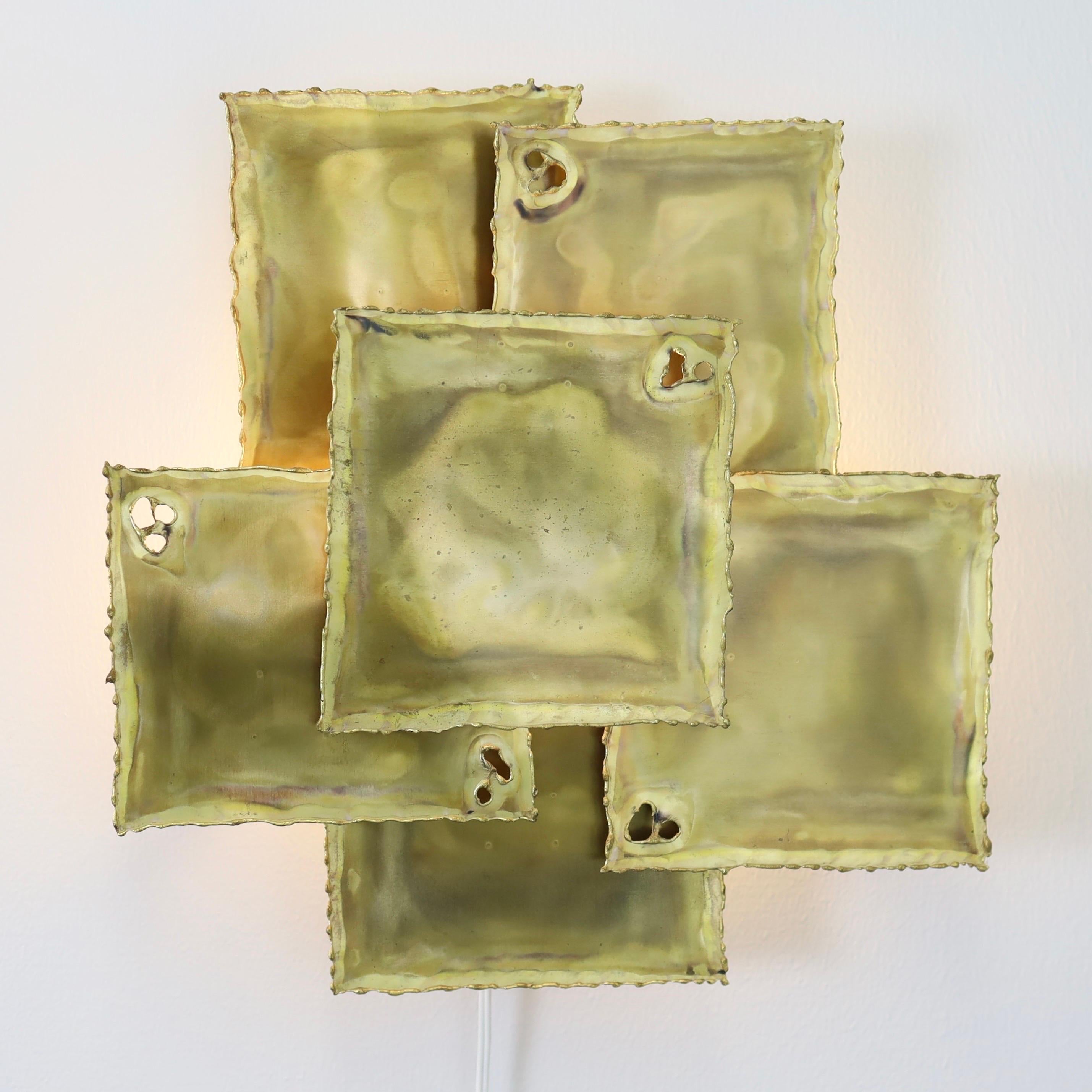 Pair of Large Brass Wall Lamps by Svend Aage Holm Sorensen, 1960s, Denmark For Sale 1