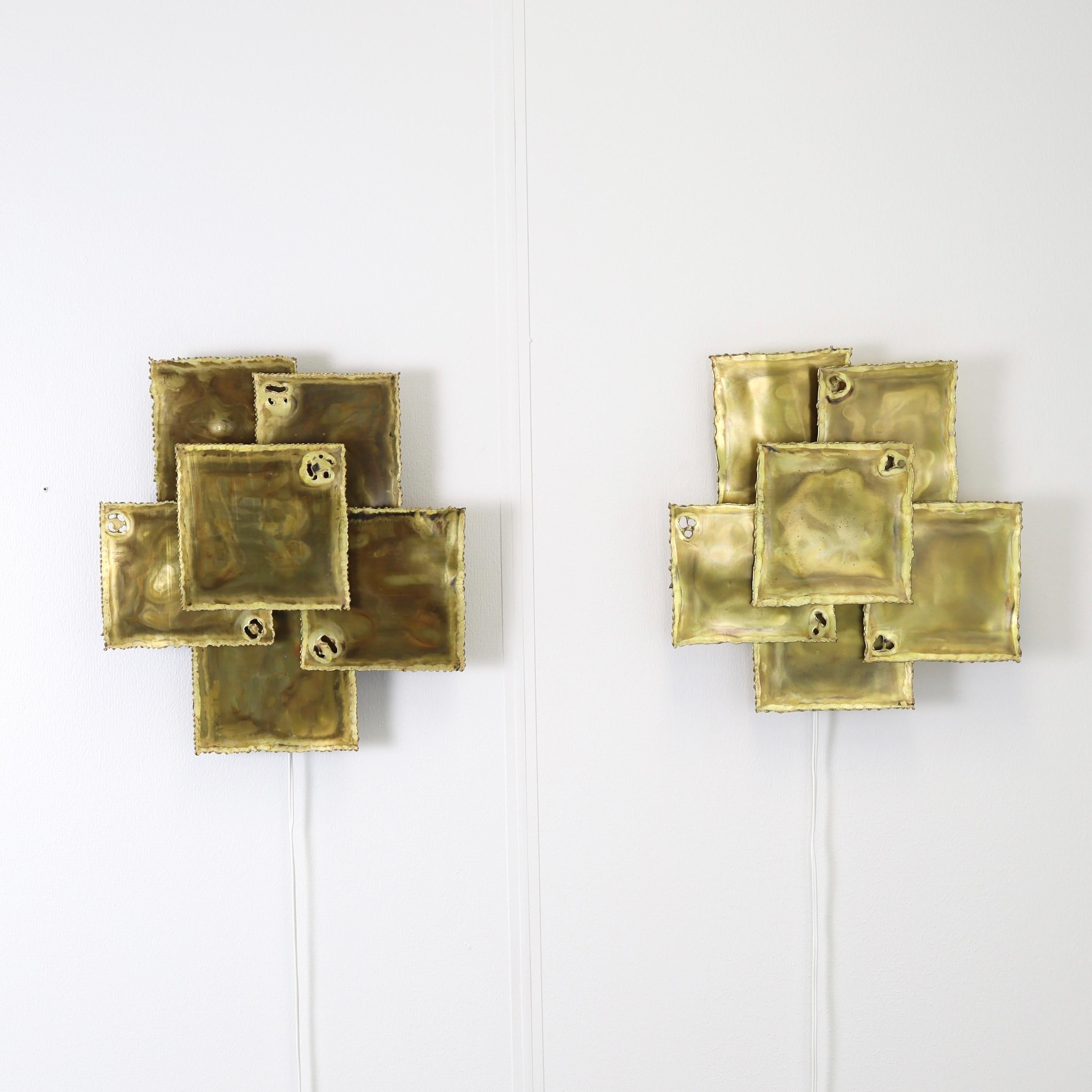 Pair of Large Brass Wall Lamps by Svend Aage Holm Sorensen, 1960s, Denmark For Sale 6