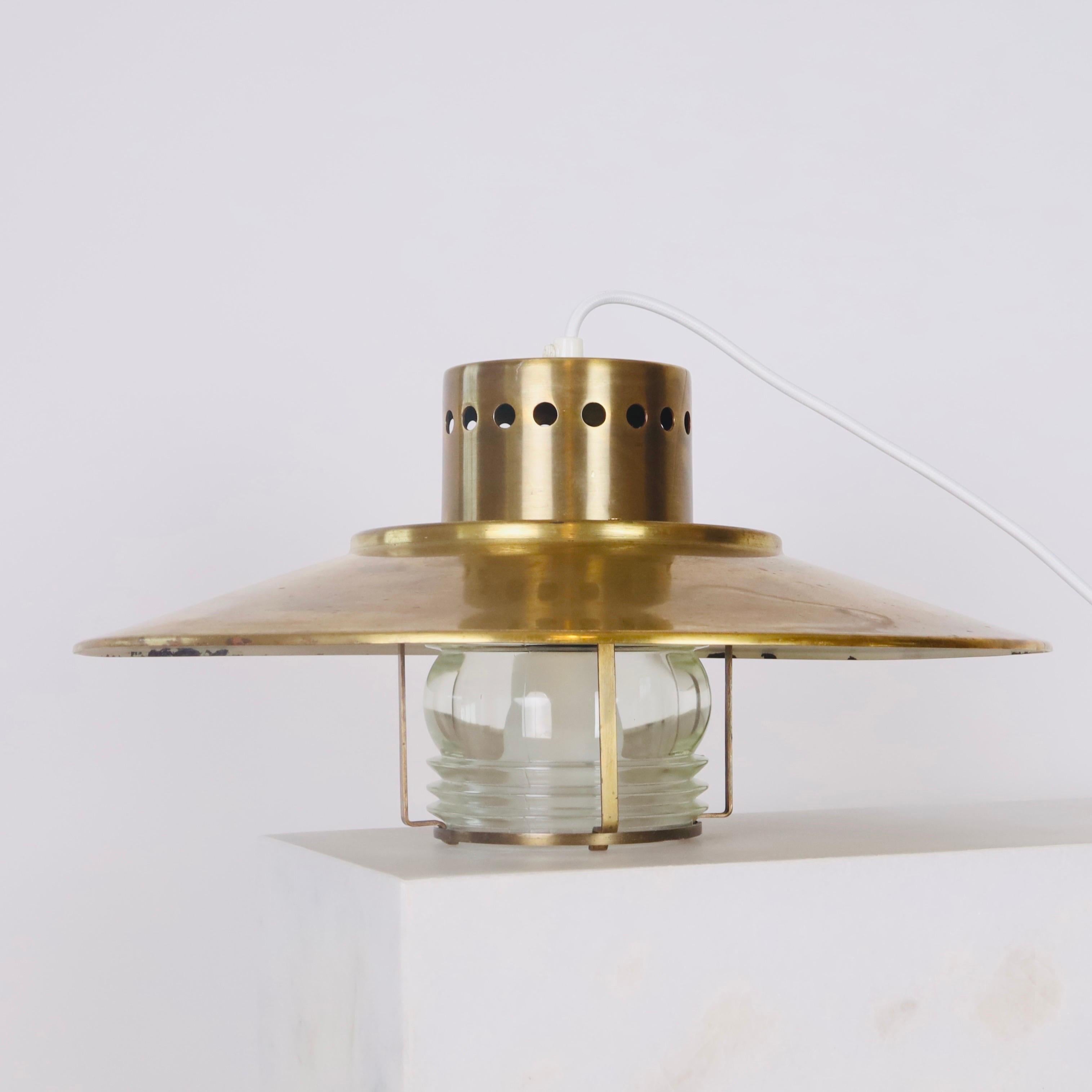 A brass pendant light by Svend Aage Holm Sorensen, 1960s, Denmark For Sale 6