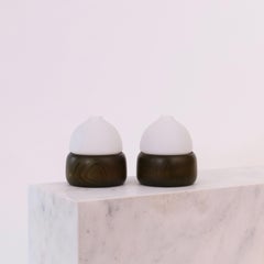 Set of Stained Swedish Pine Wood Night Lamps by Aneta, Sweden, 1970s