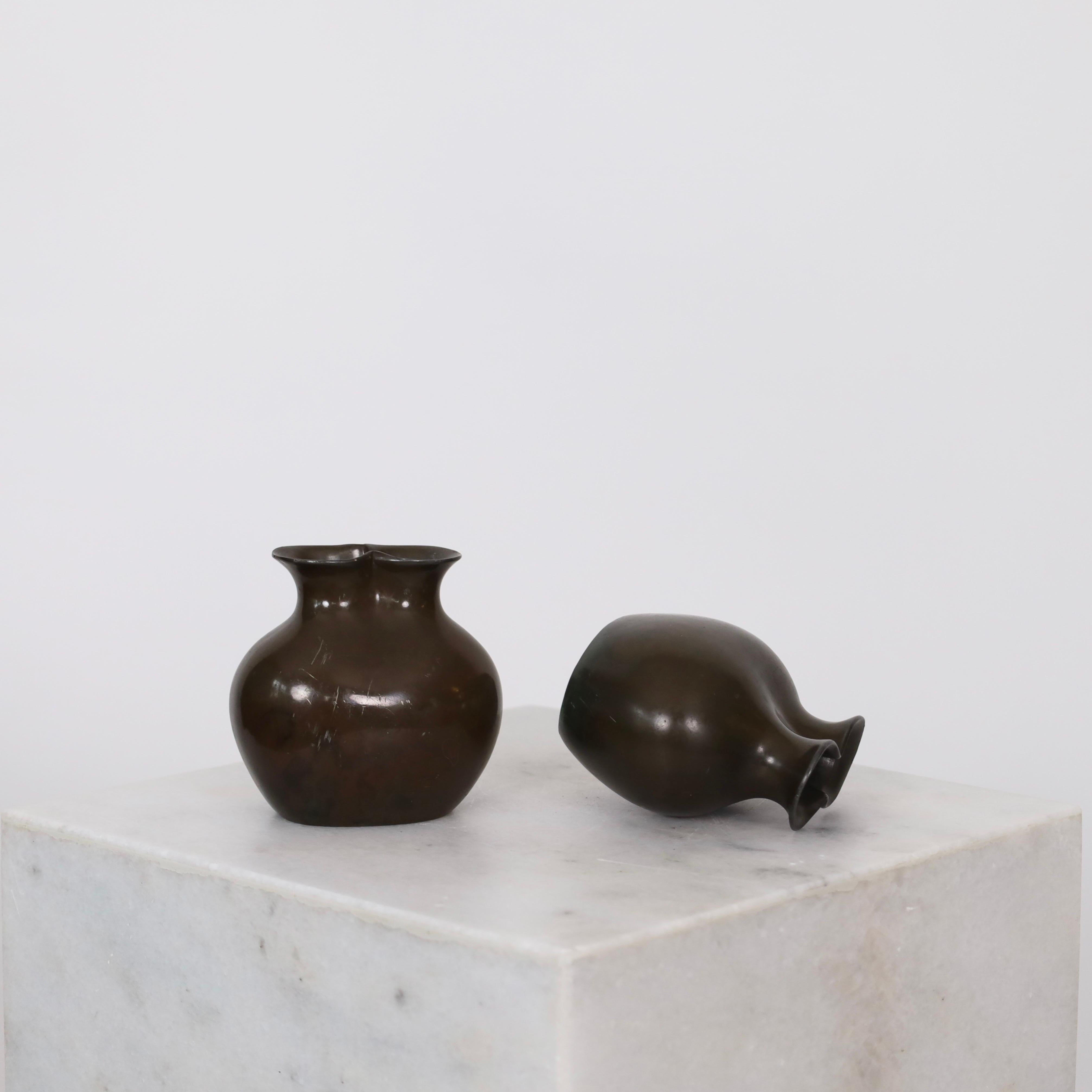 Metal Set of Art Deco Vases by Just Andersen, 1920s, Denmark For Sale