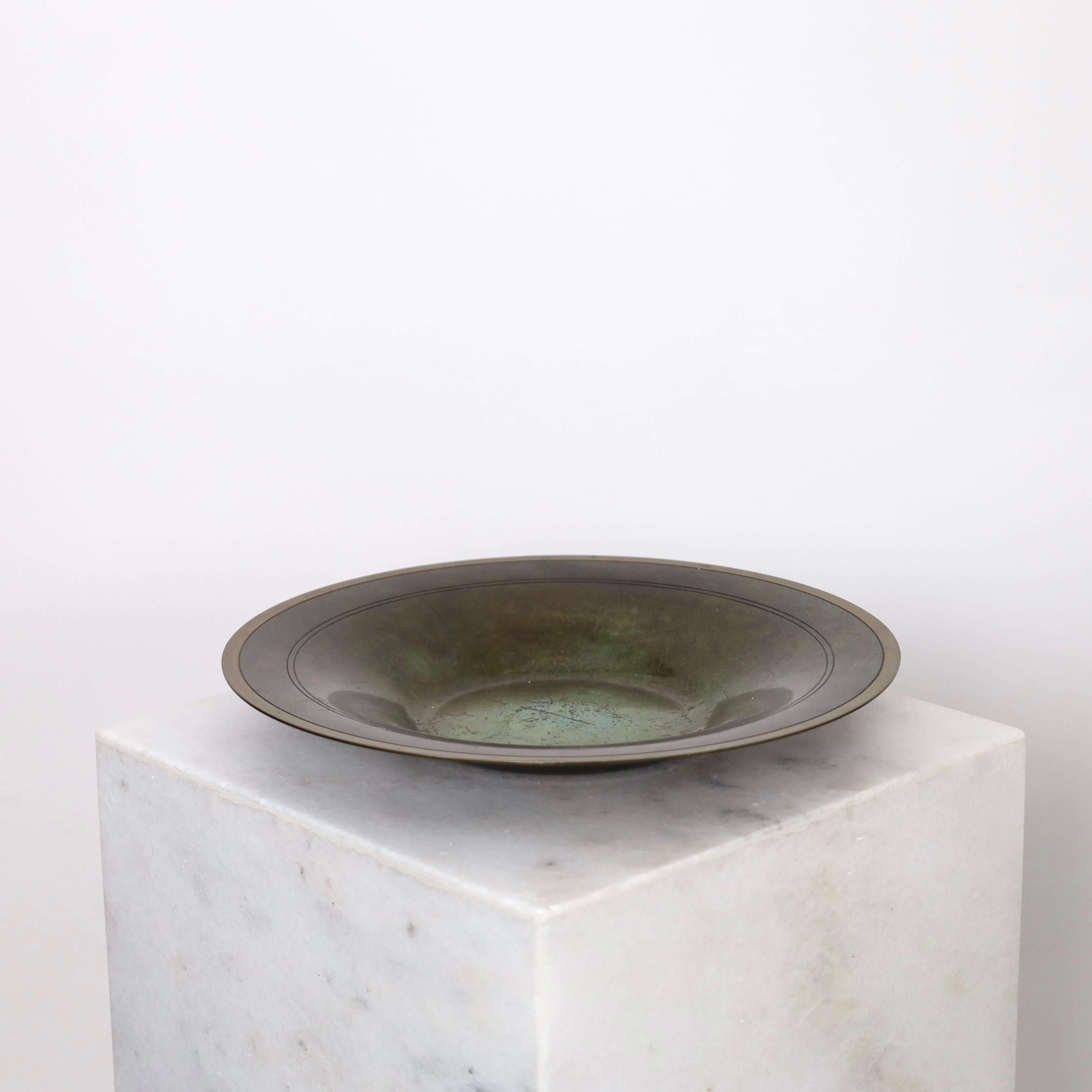 Danish Set of Art Deco Bronze Plate and Bowl by Just Andersen, 1930s, Denmark For Sale