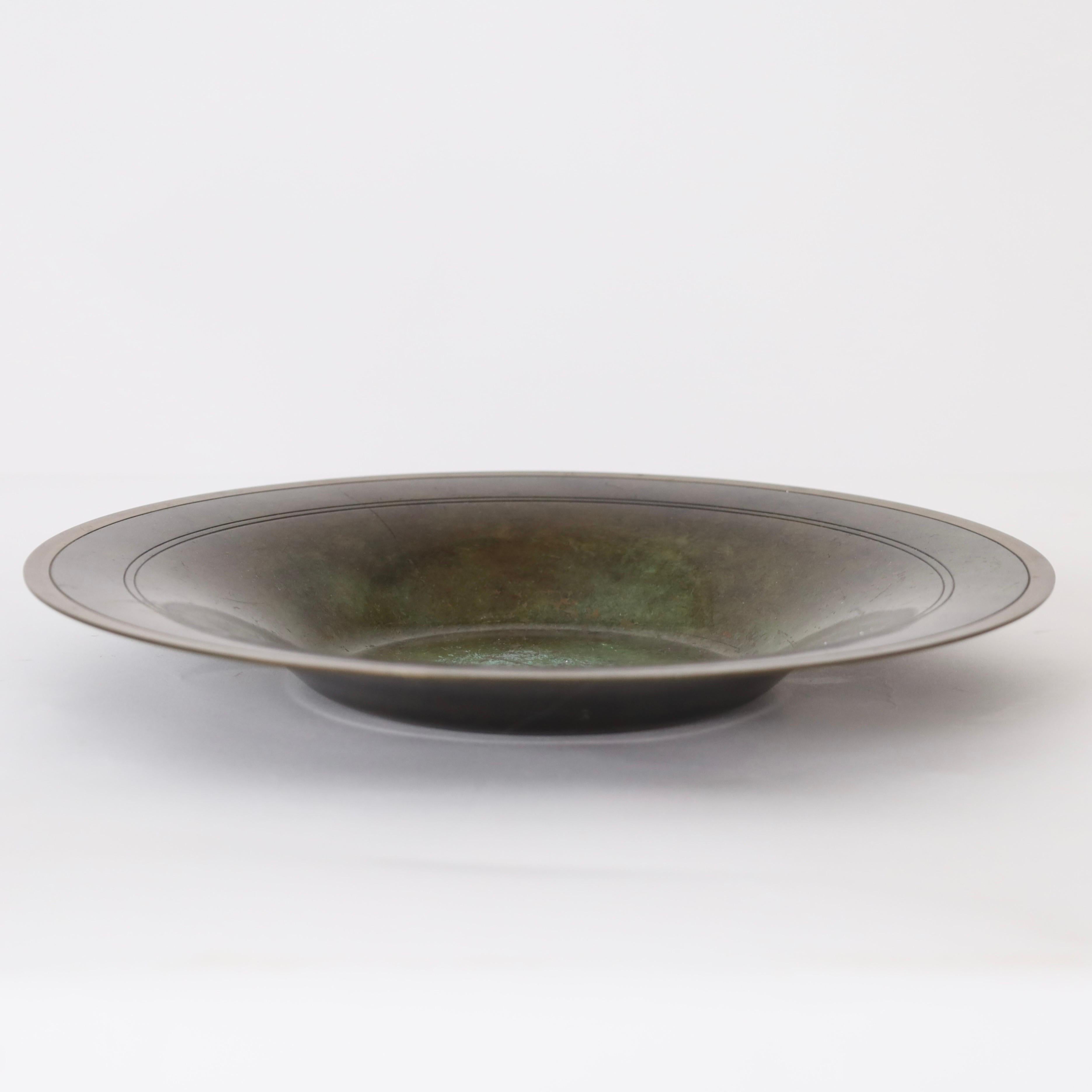 Set of Art Deco Bronze Plate and Bowl by Just Andersen, 1930s, Denmark For Sale 2