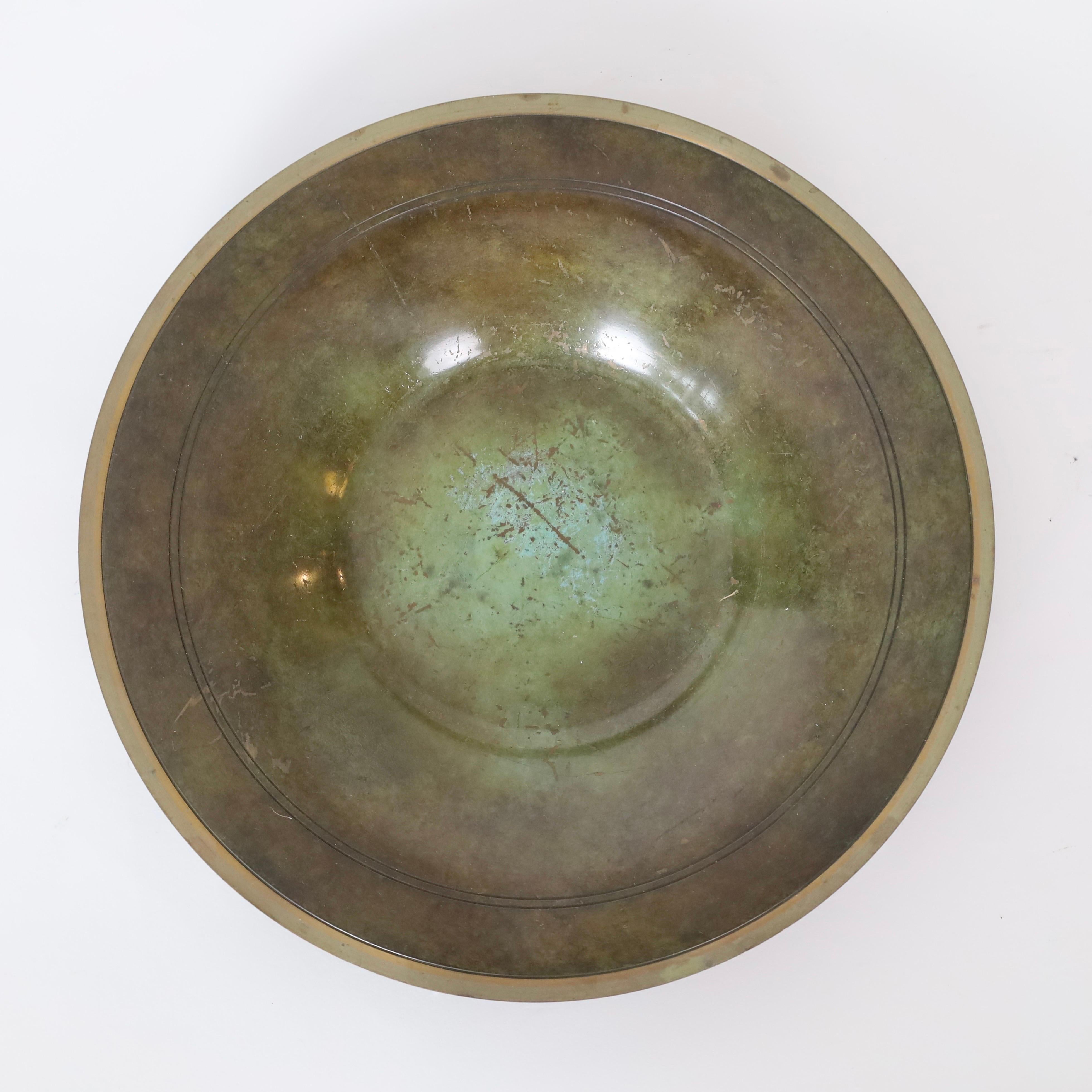 Set of Art Deco Bronze Plate and Bowl by Just Andersen, 1930s, Denmark For Sale 3