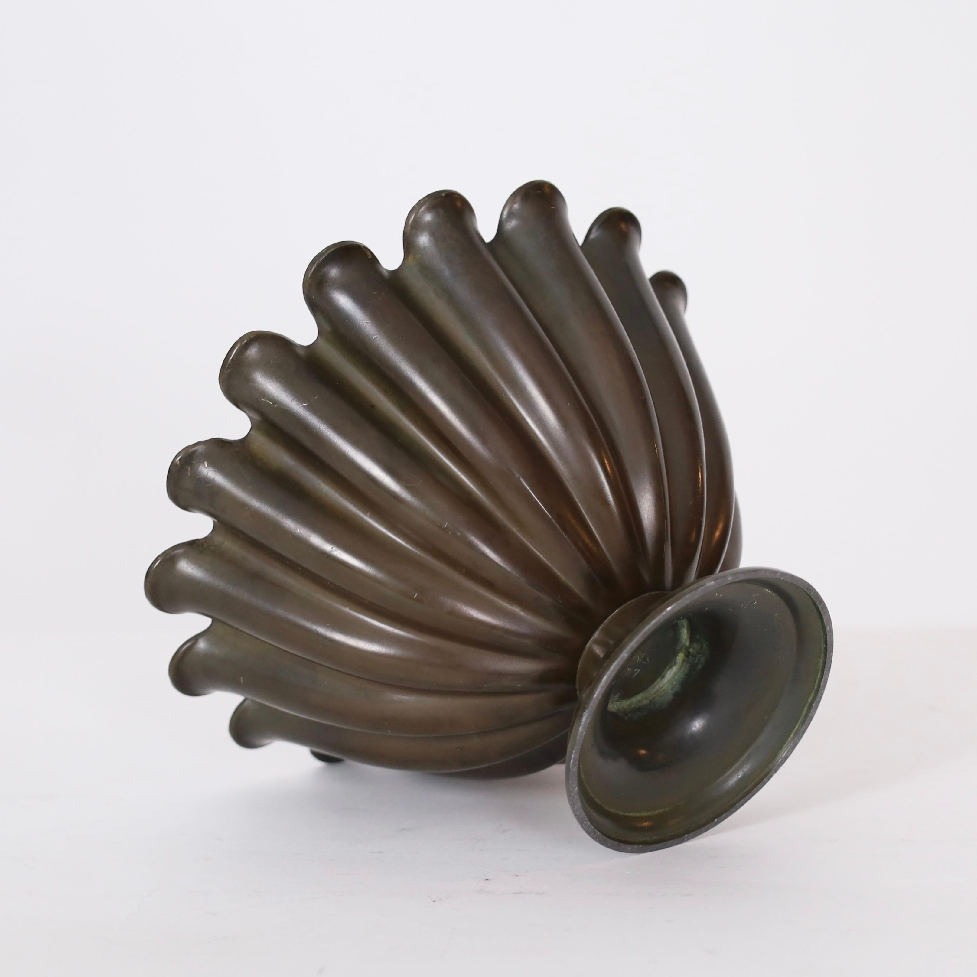 Scalloped Pedestal Bowl by Just Andersen 1920s, Denmark For Sale 4
