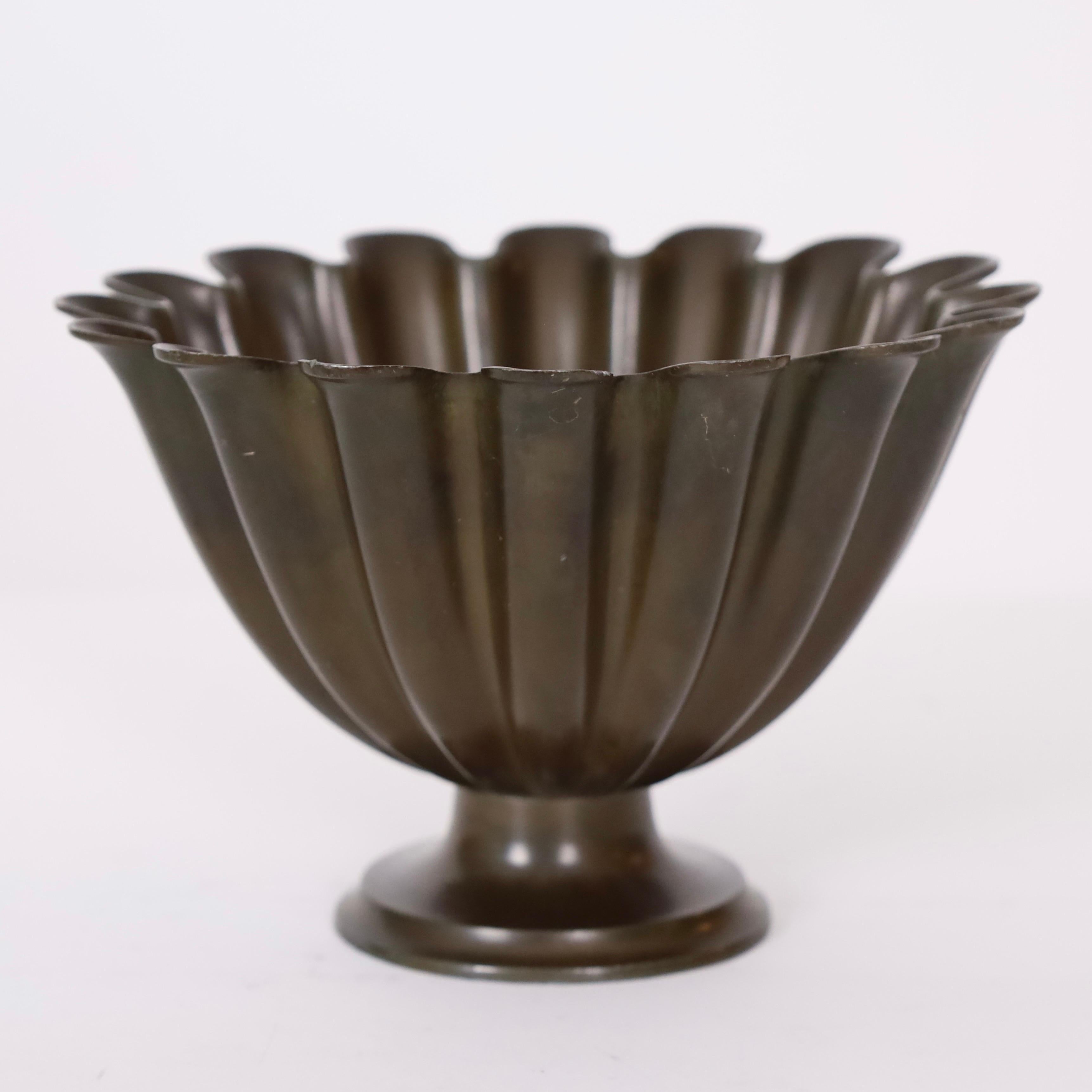 Scalloped Pedestal Bowl by Just Andersen 1920s, Denmark For Sale 2