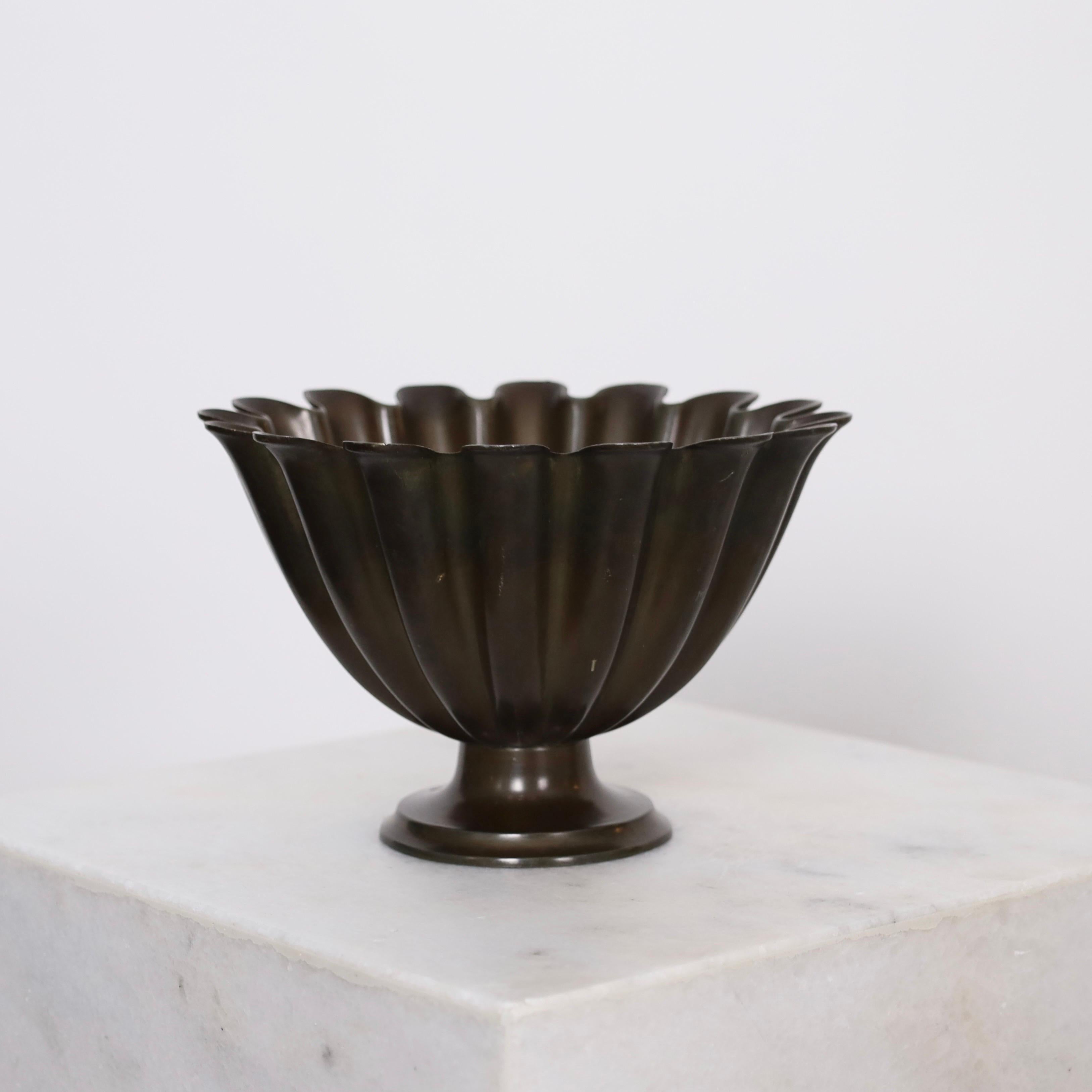 Danish Scalloped Pedestal Bowl by Just Andersen 1920s, Denmark For Sale