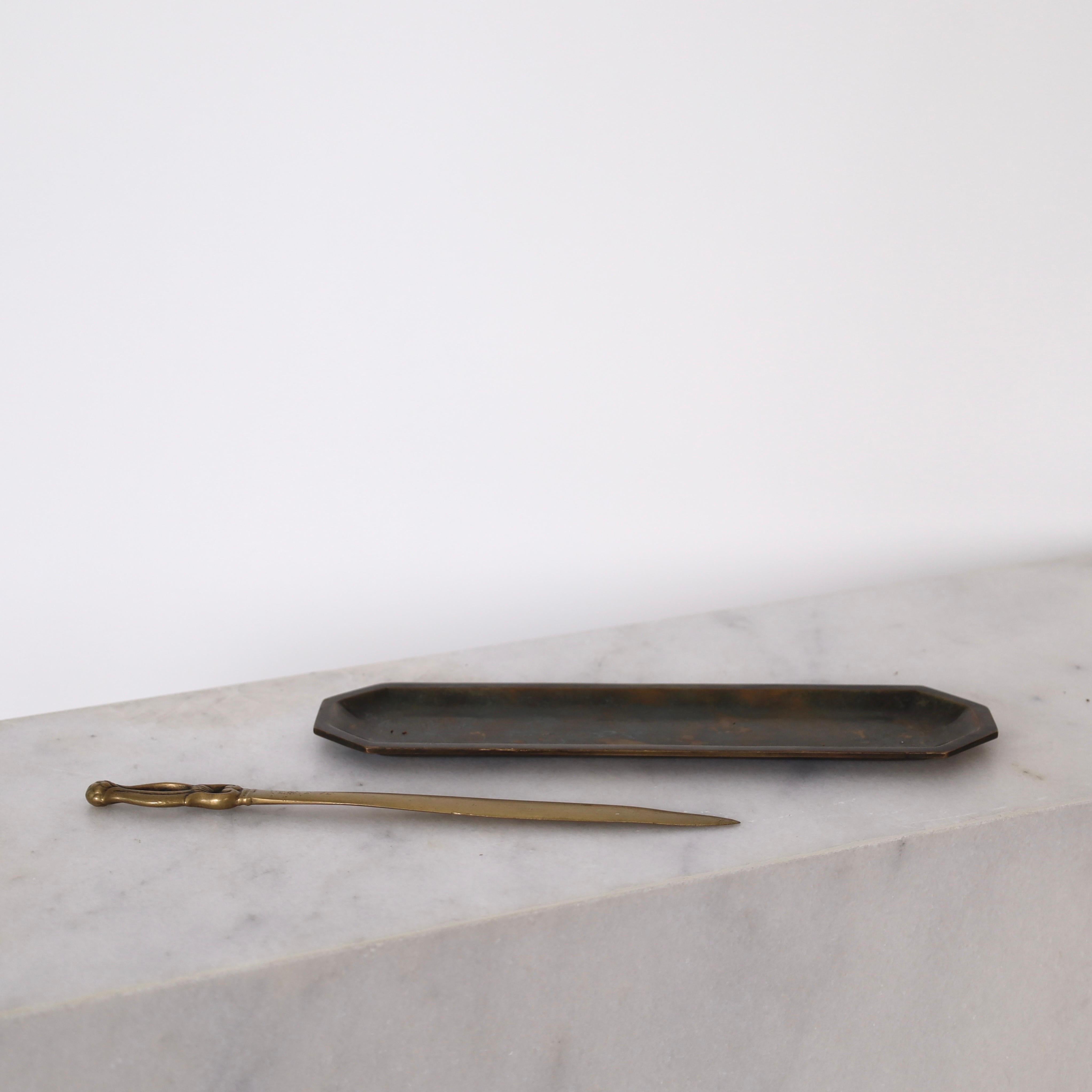 Art Deco Bronze Tray & Letter Knife designed by Just Andersen, 1920s, Denmark For Sale