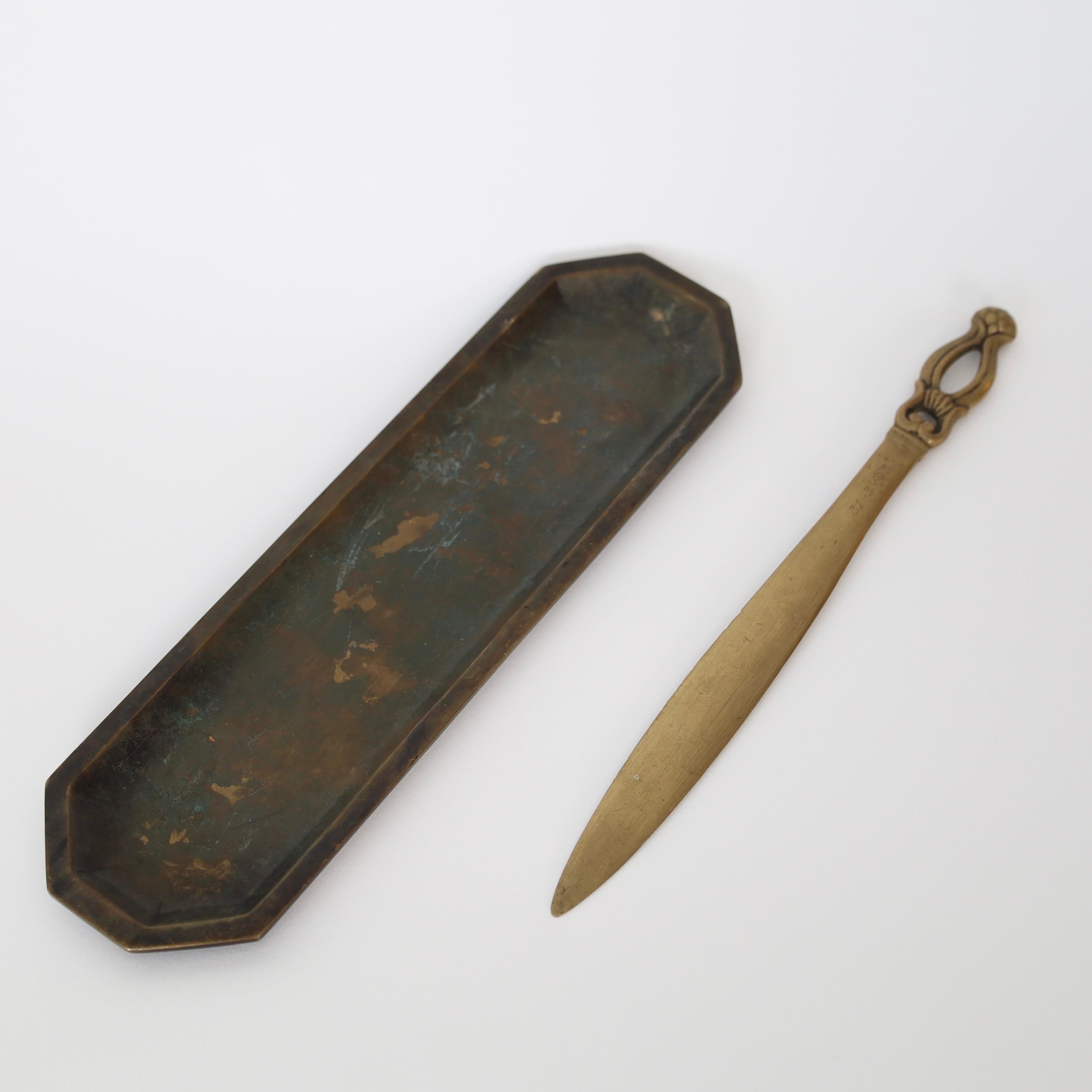 Bronze Tray & Letter Knife designed by Just Andersen, 1920s, Denmark For Sale 1