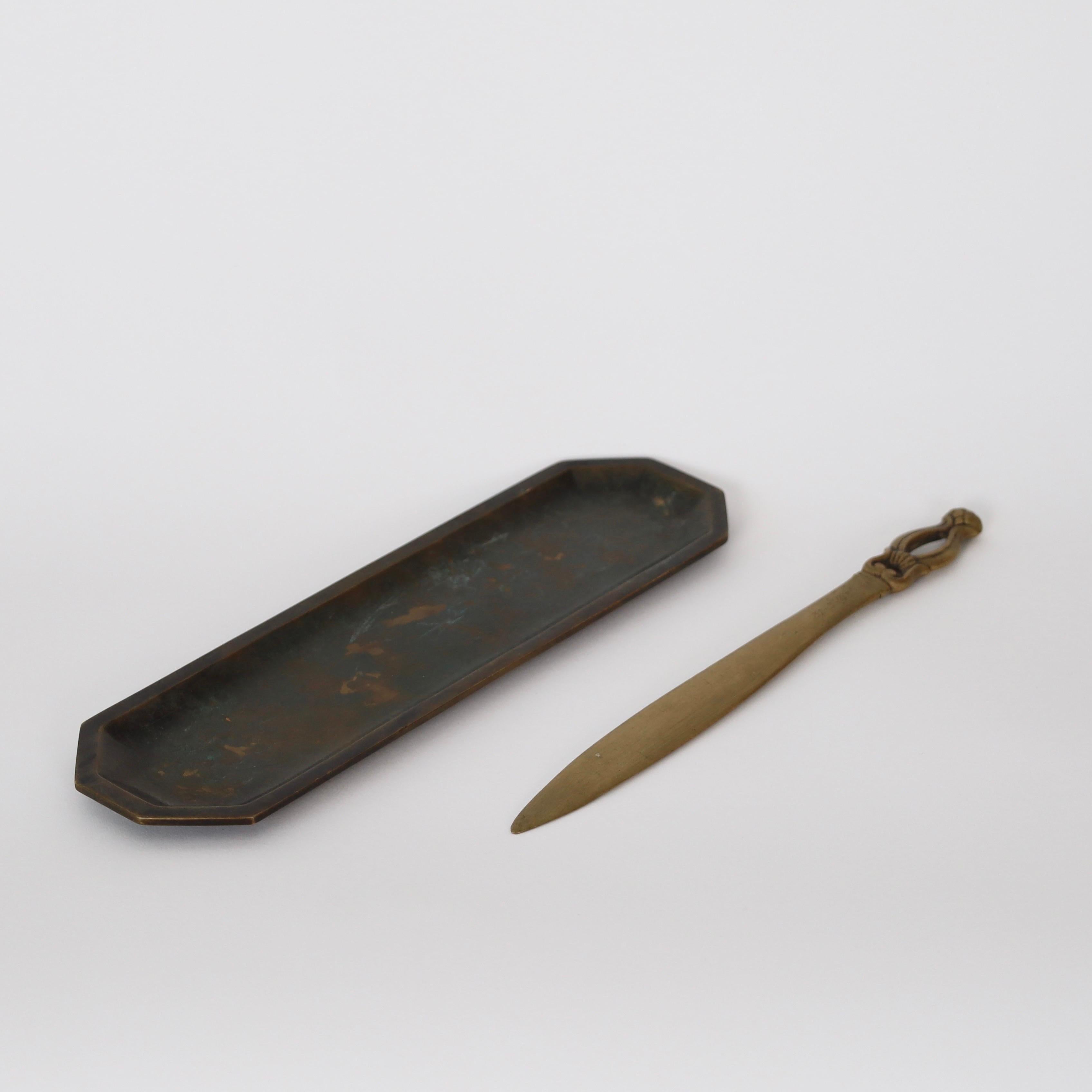 Bronze Tray & Letter Knife designed by Just Andersen, 1920s, Denmark For Sale 8
