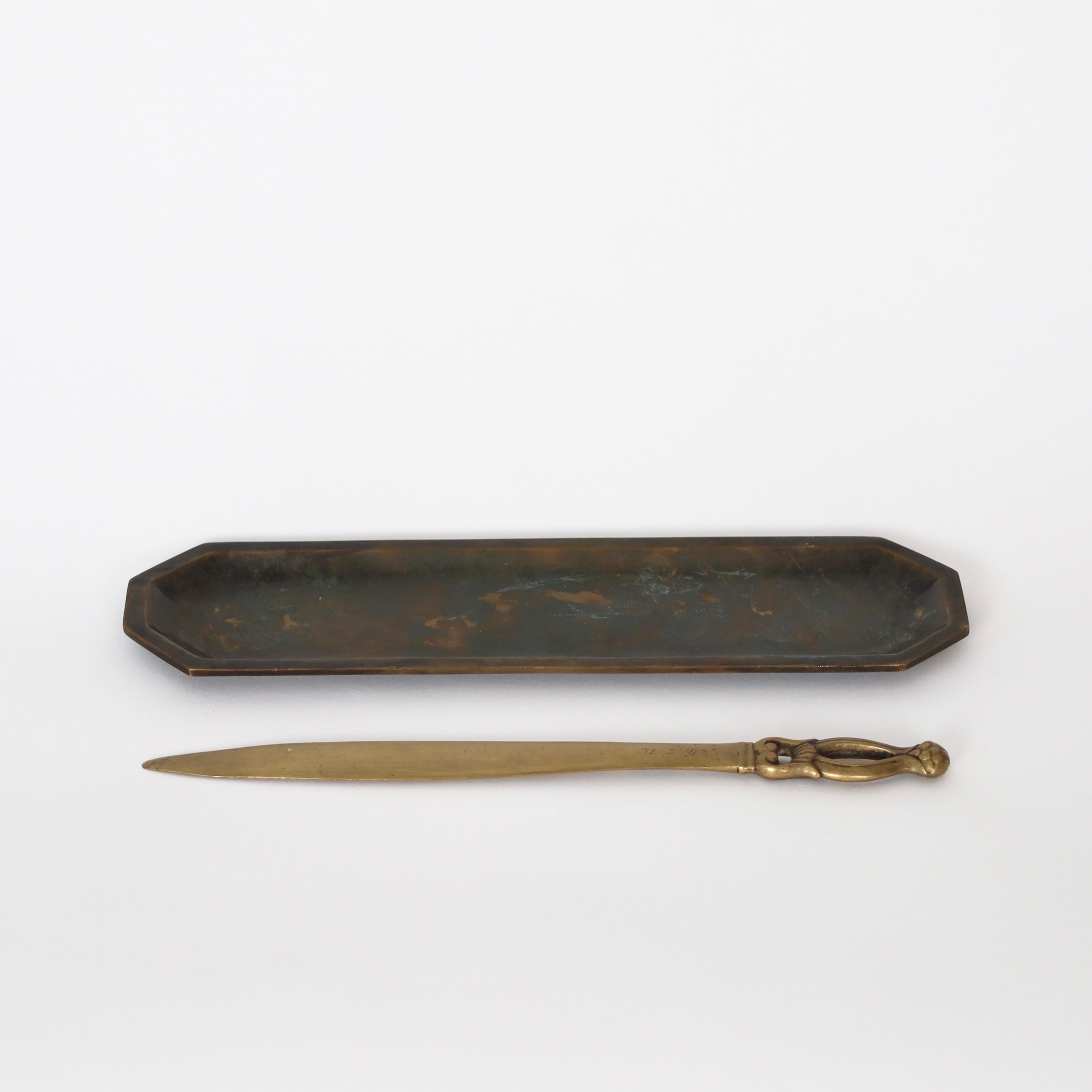 Bronze Tray & Letter Knife designed by Just Andersen, 1920s, Denmark For Sale 2
