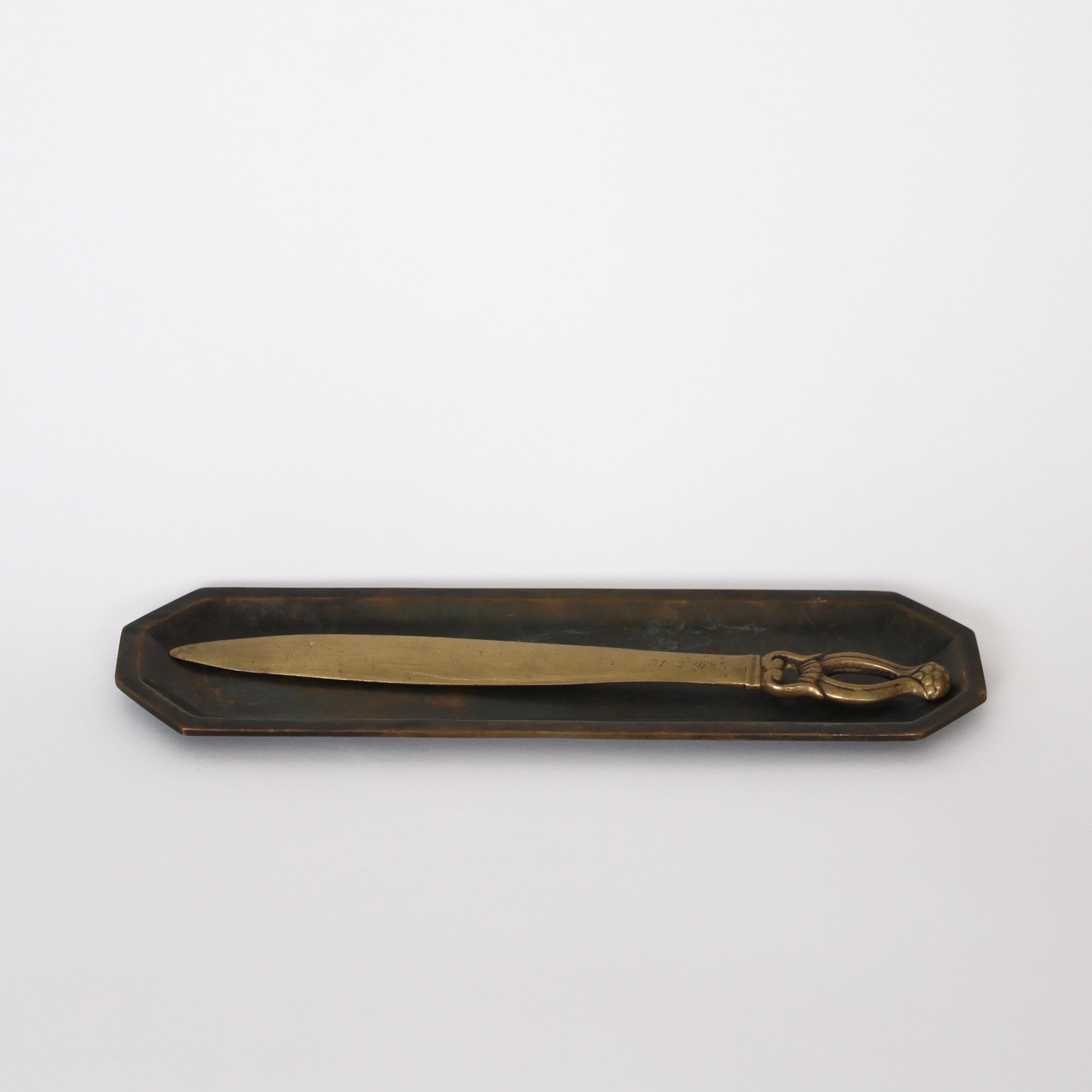 Bronze Tray & Letter Knife designed by Just Andersen, 1920s, Denmark For Sale 3