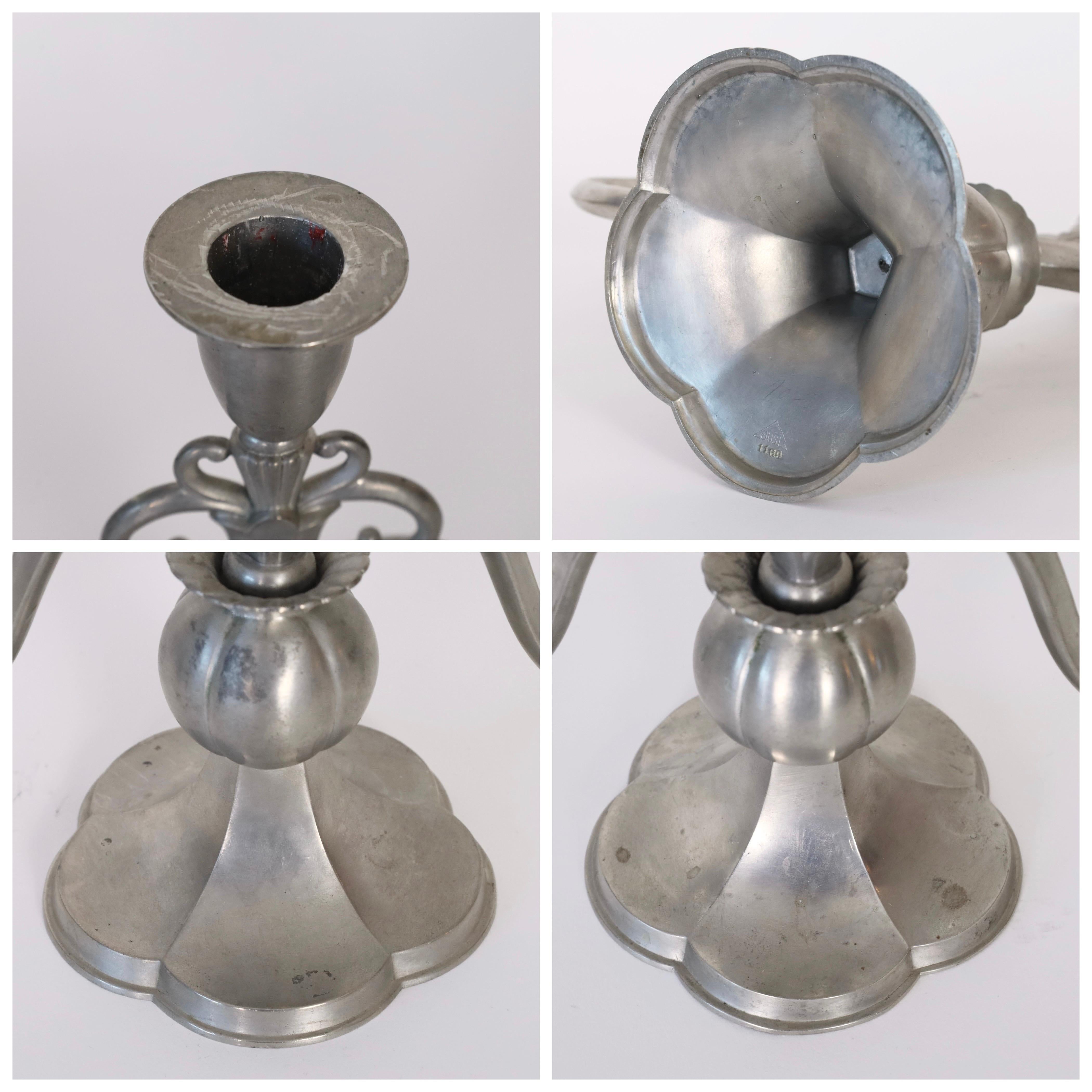 Candélabres - Étain  par Just Andersen, années 1920, Danemark en vente 4