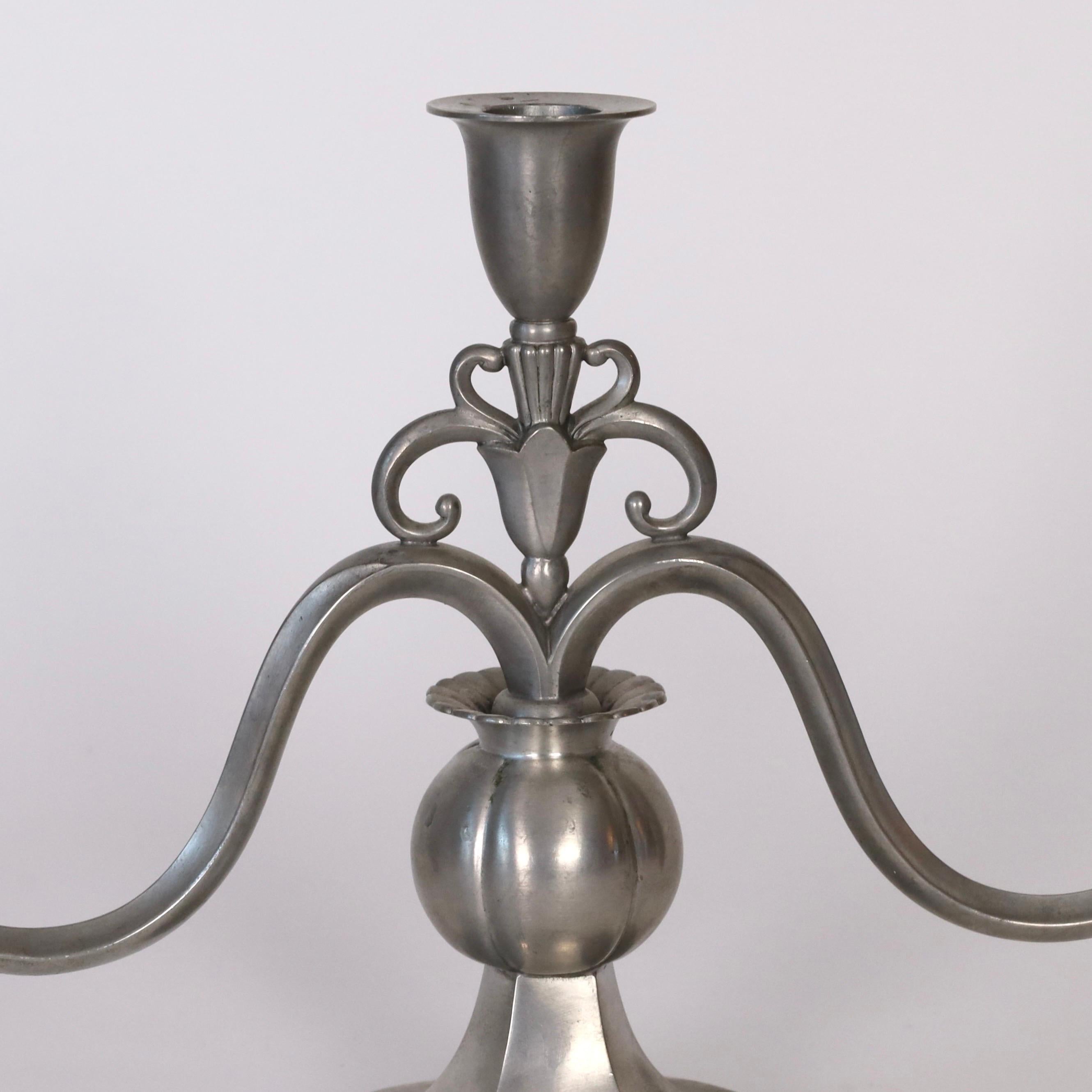 Danois Candélabres - Étain  par Just Andersen, années 1920, Danemark en vente