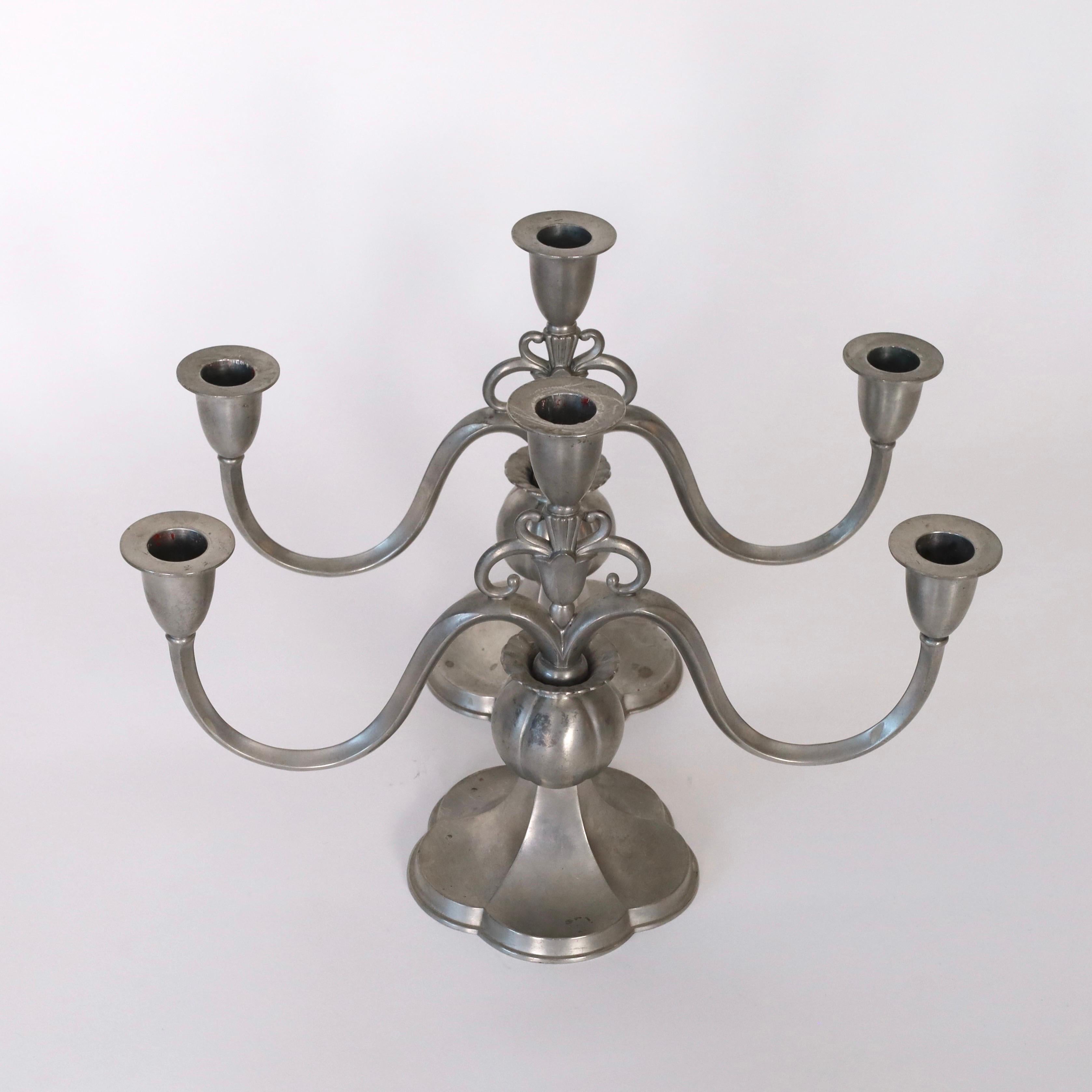 Candélabres - Étain  par Just Andersen, années 1920, Danemark en vente 1