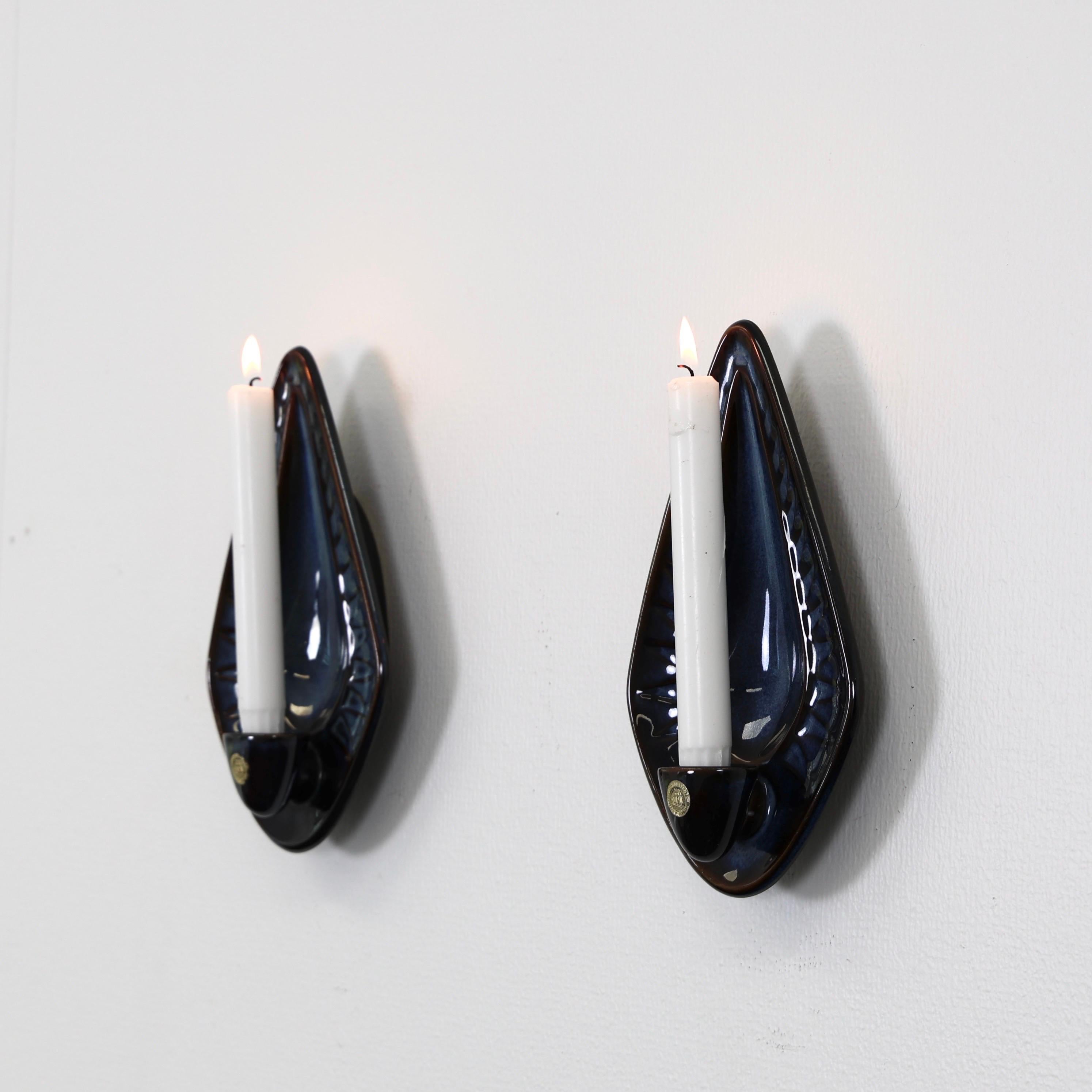 Set of Ceramic Wall Candle Sconces designed by Einar Johansen for Søholm in the 1970s. A fine duo for beautiful place.

* Pair (2) of Ceramic Candlestick Holders
* Designer: Einar Johansen
* Manufacturer: Søholm Stentøj
* Style: 3351
* Year: 1970s
*
