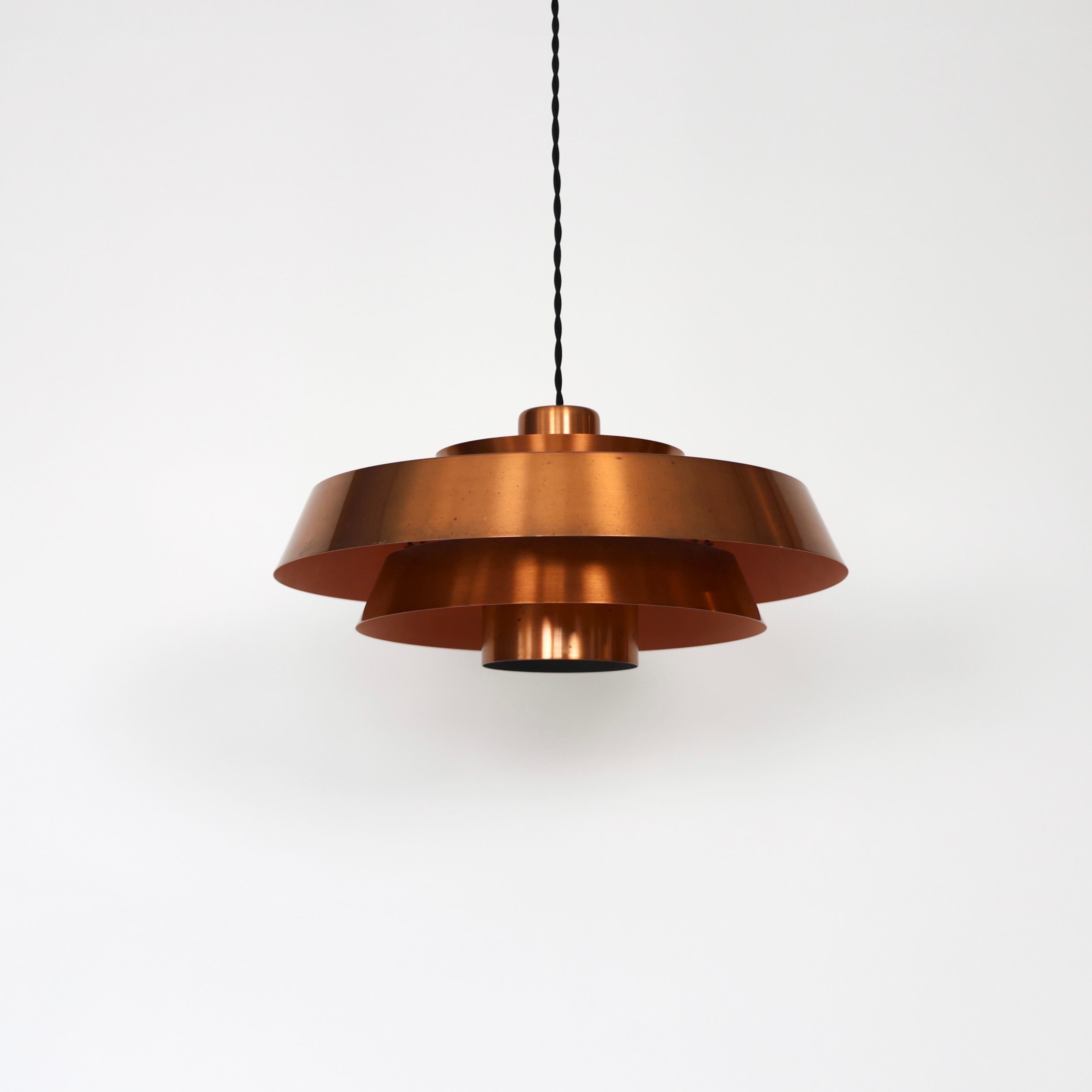 Danese Lampada a sospensione Nova in rame di Jo Hammerborg per Fog and Morup, 1960, Danimarca in vendita