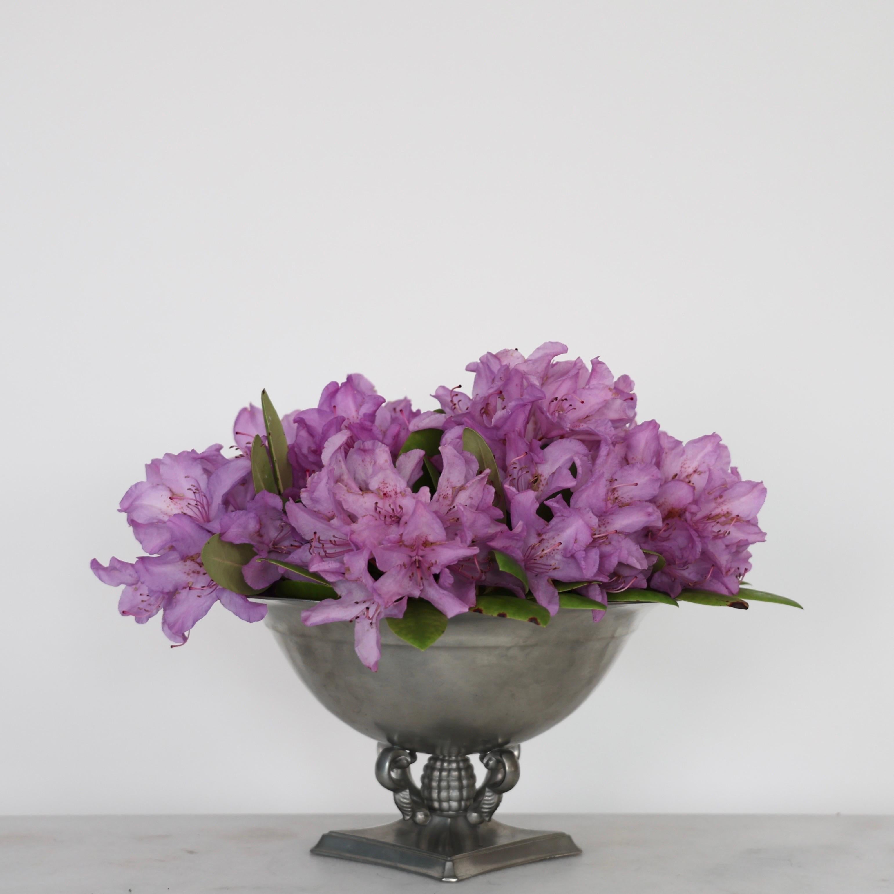 Pedestal Pewter Bowl by Just Andersen, 1920s, Denmark In Fair Condition For Sale In Værløse, DK