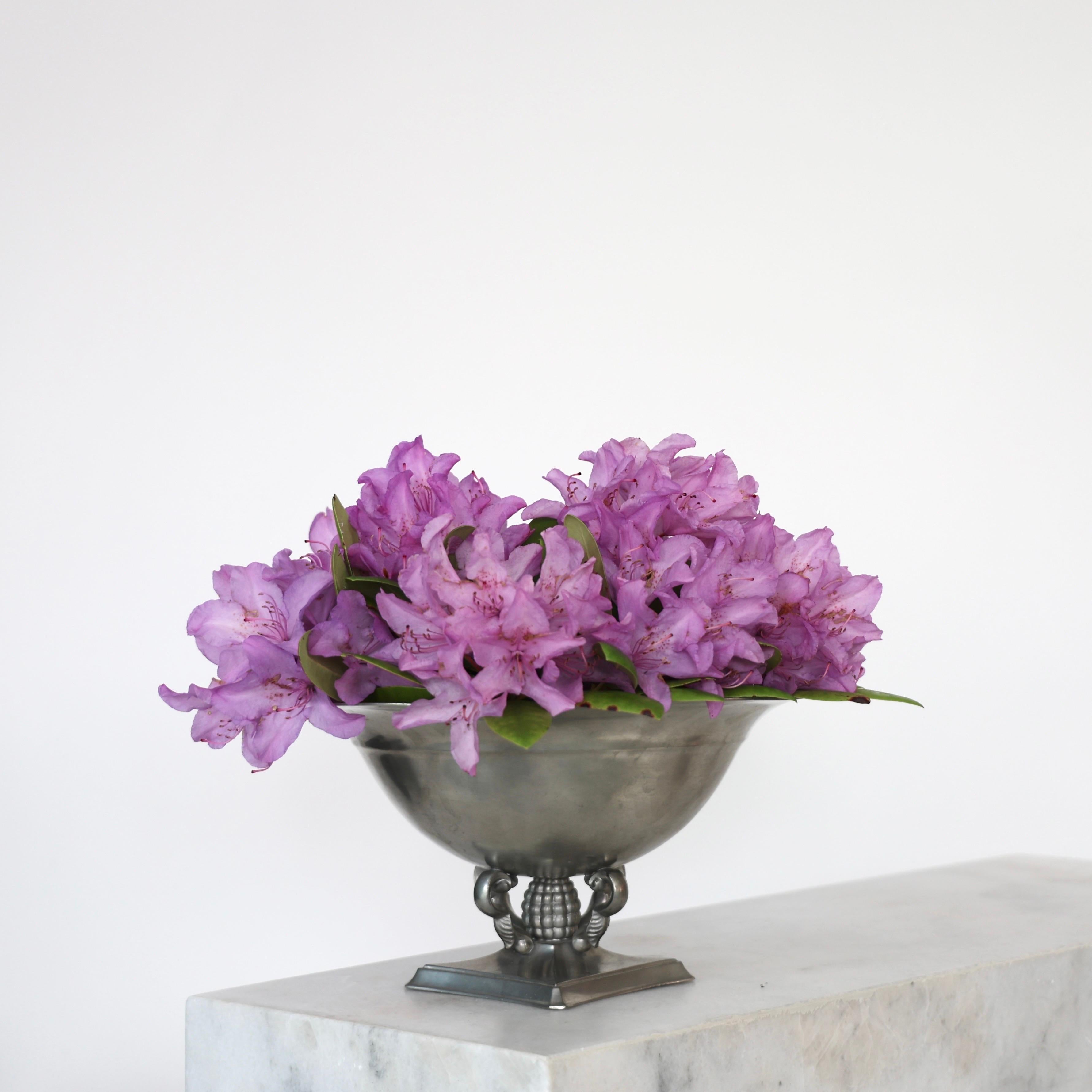 Art Deco Pedestal Pewter Bowl by Just Andersen, 1920s, Denmark For Sale