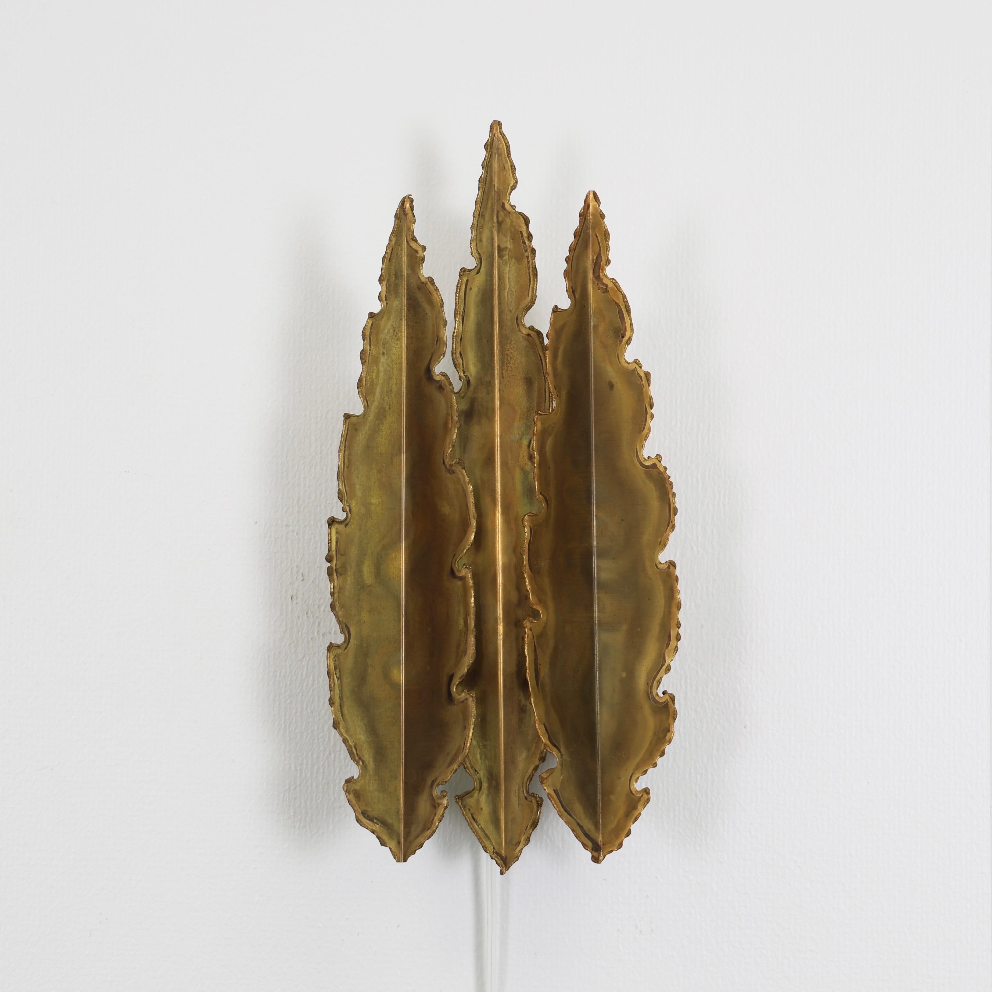 Lampe murale en laiton en forme de feuille par Svend Aage I Holm Sorensen, 1960, Danemark en vente 4