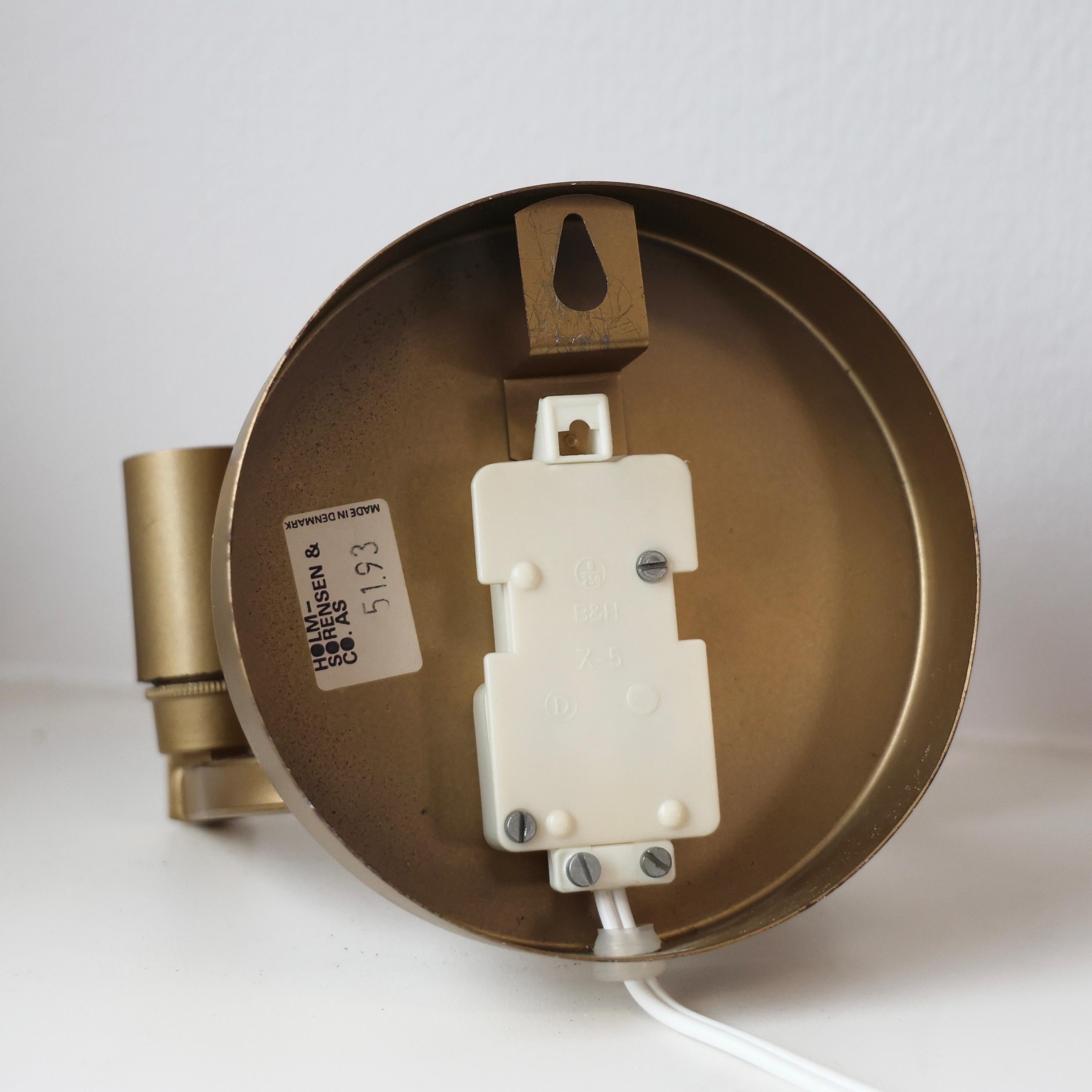 Lampe murale en laiton en forme de feuille par Svend Aage I Holm Sorensen, 1960, Danemark en vente 3
