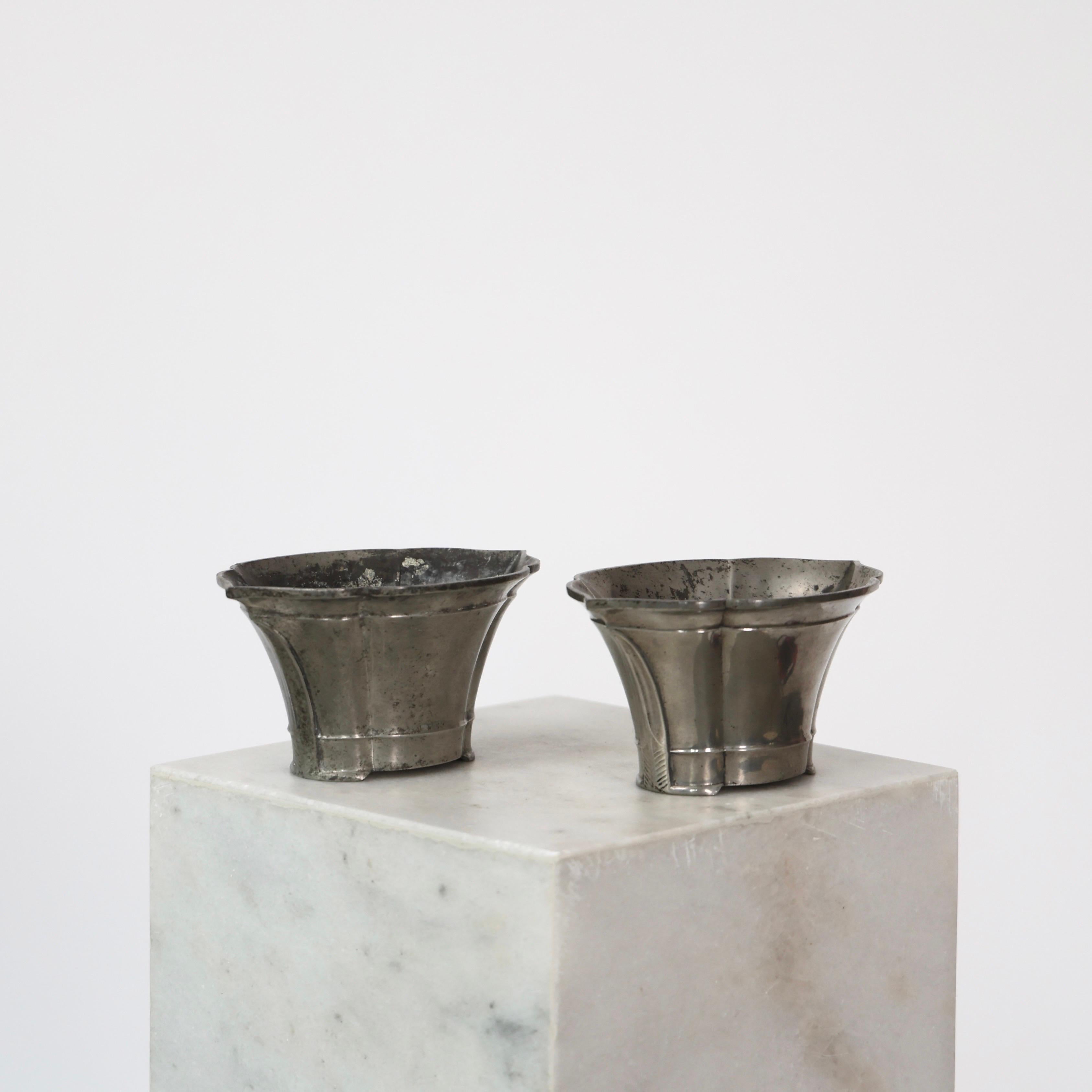 Art Deco Pewter Flowerpots by Just Andersen, 1920s, Denmark For Sale