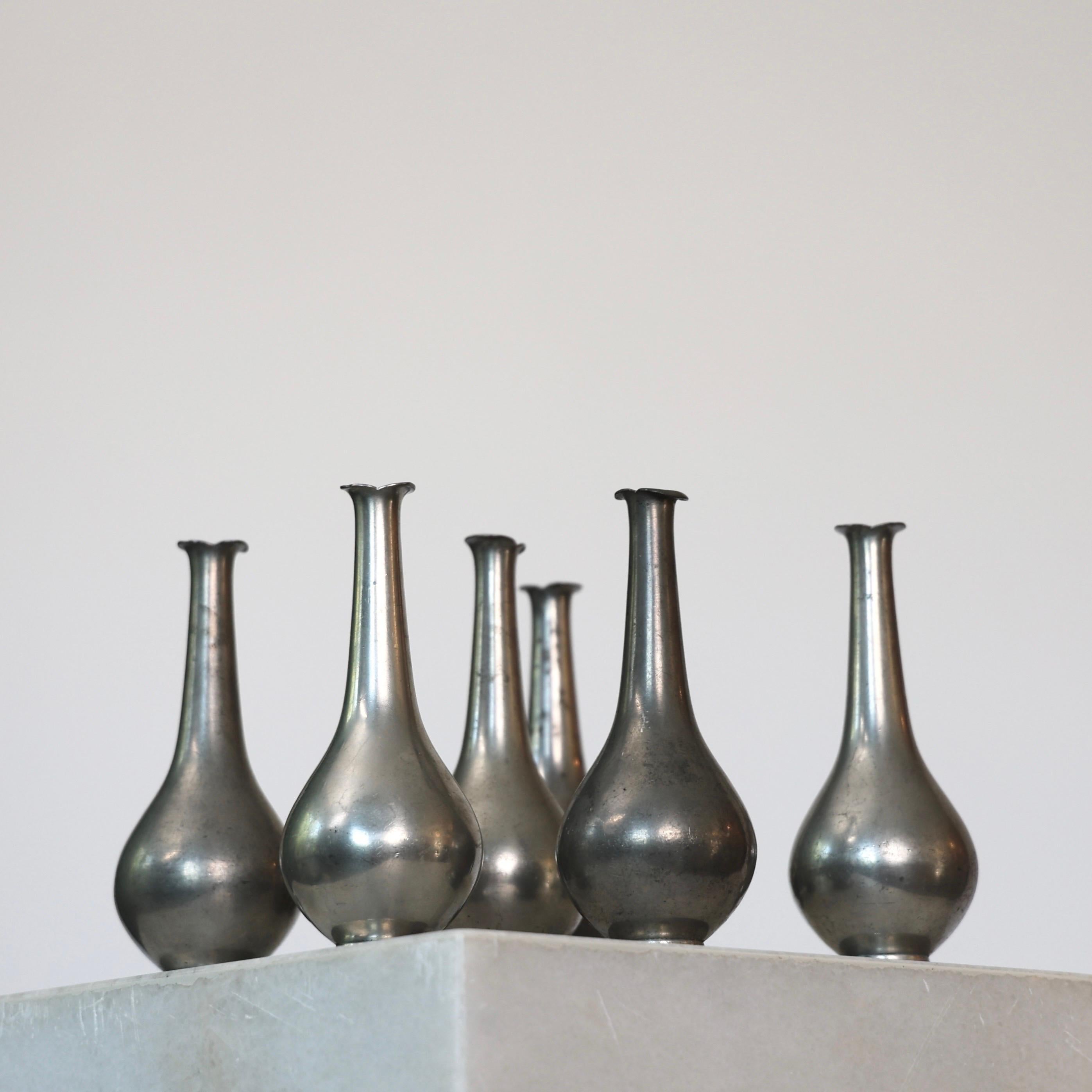 Collection of Pewter Vases by Just Andersen, 1920s, Denmark In Fair Condition For Sale In Værløse, DK