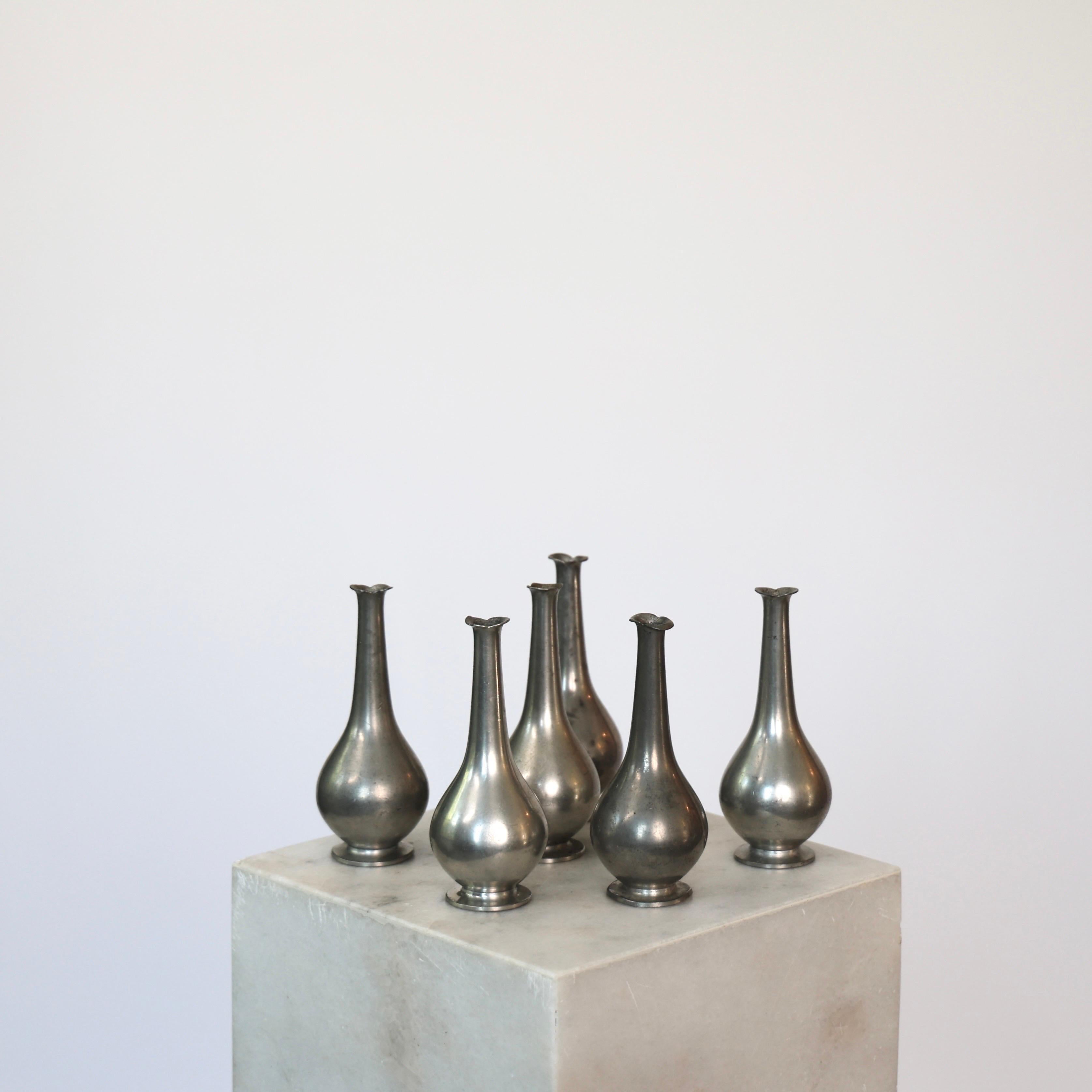 Art Deco Collection of Pewter Vases by Just Andersen, 1920s, Denmark For Sale