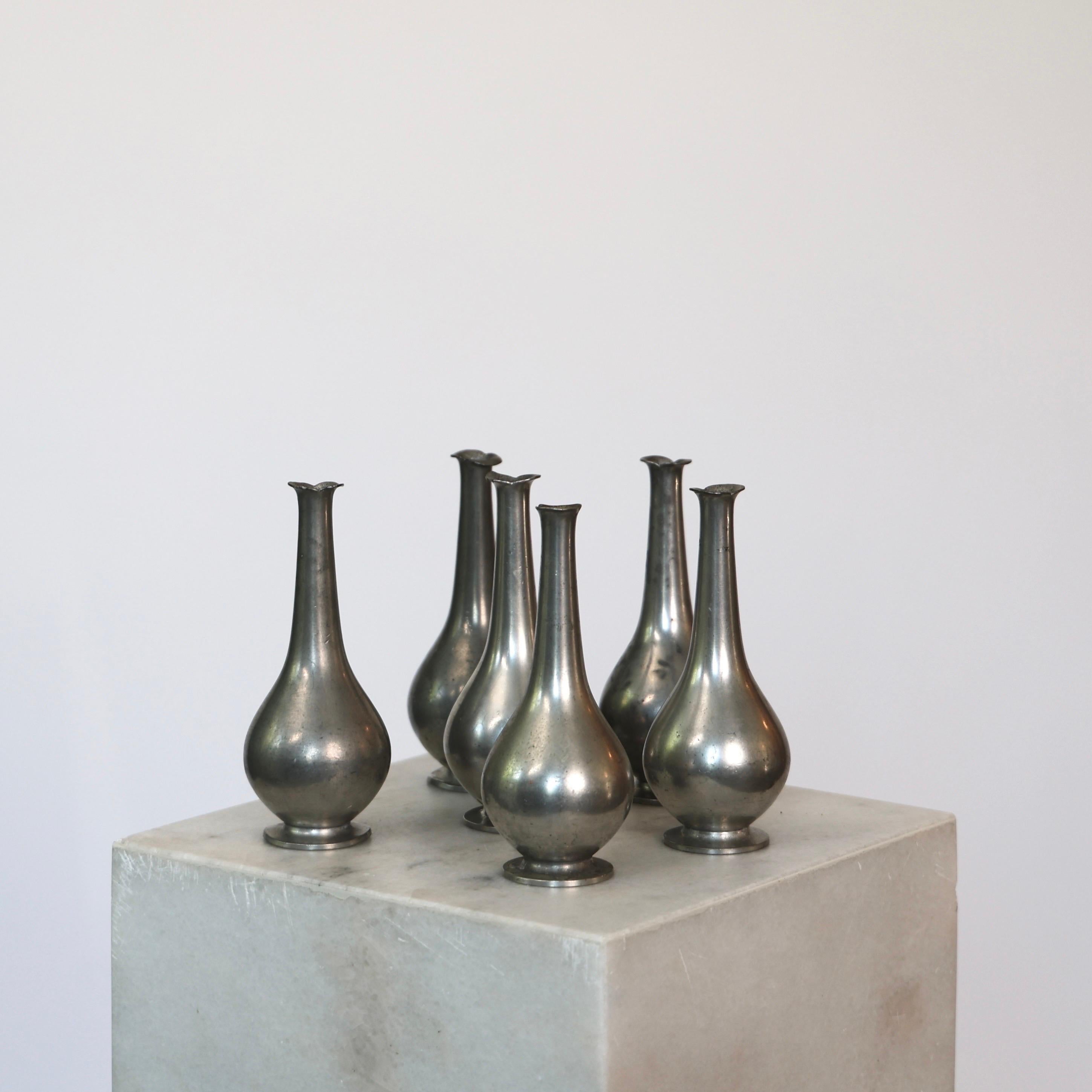 Danish Collection of Pewter Vases by Just Andersen, 1920s, Denmark For Sale