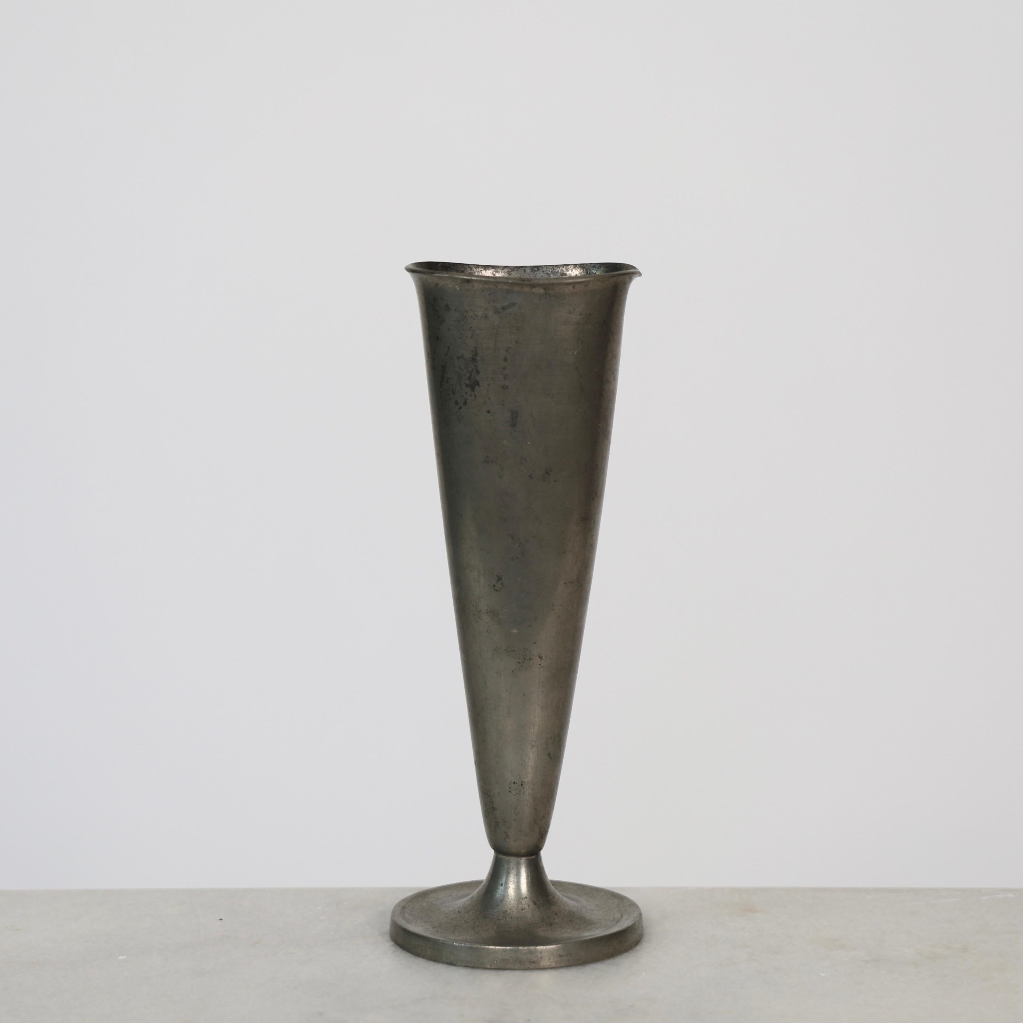 Metal Pewter Vase by Just Andersen, 1950s, Denmark For Sale