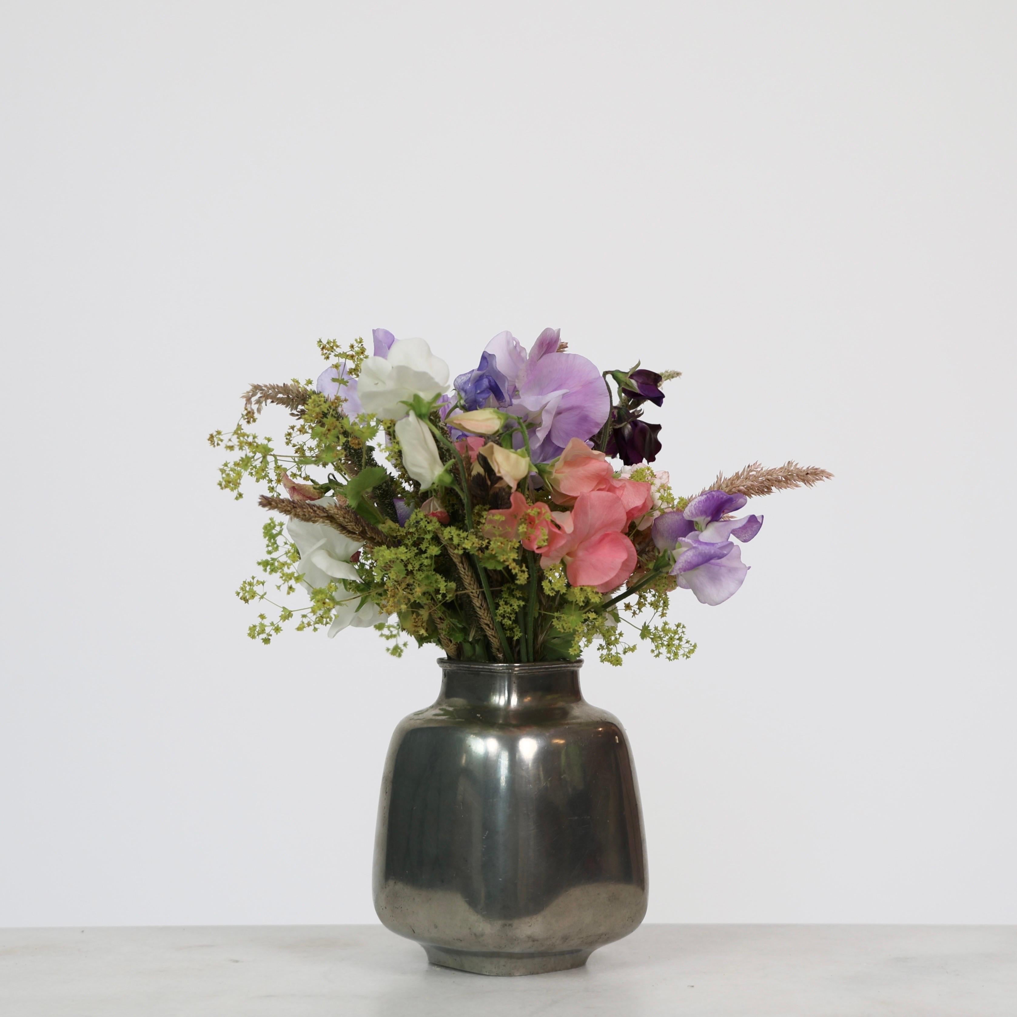 Square Pewter Vase by Just Andersen, 1950s, Denmark For Sale 5