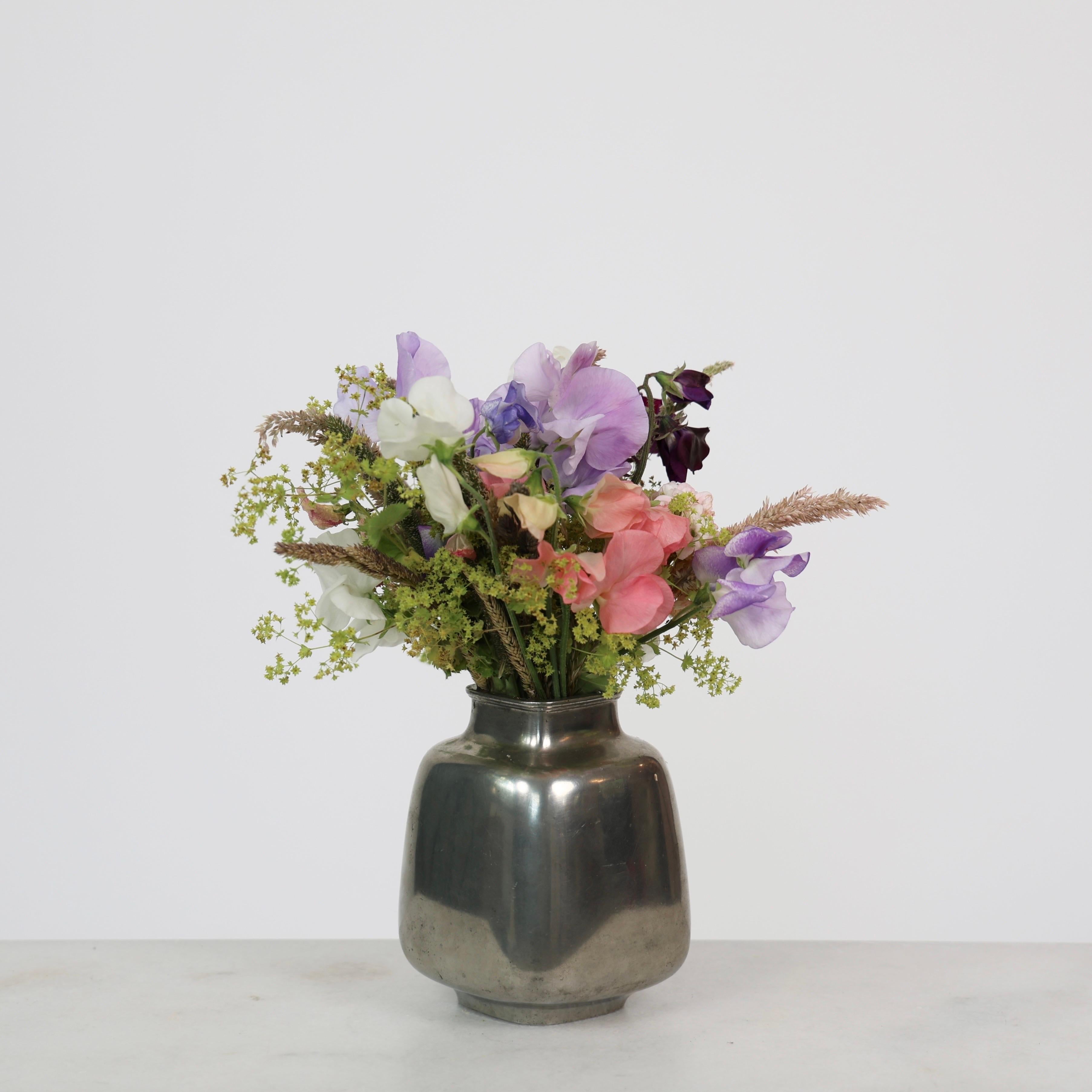 Square Pewter Vase by Just Andersen, 1950s, Denmark For Sale 1