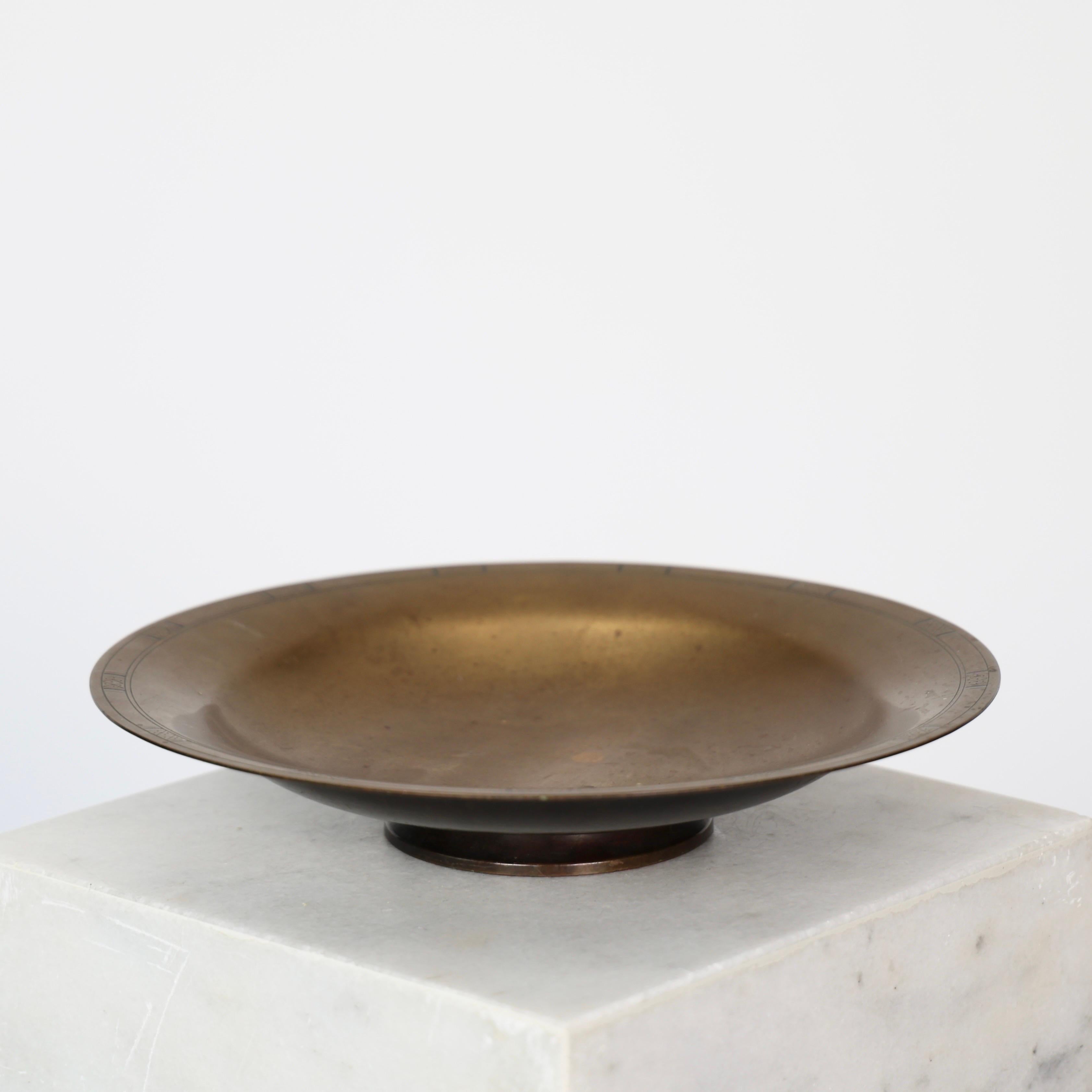 Danish Pedestal Bronze Bowl by Just Andersen, 1930s, Denmark For Sale