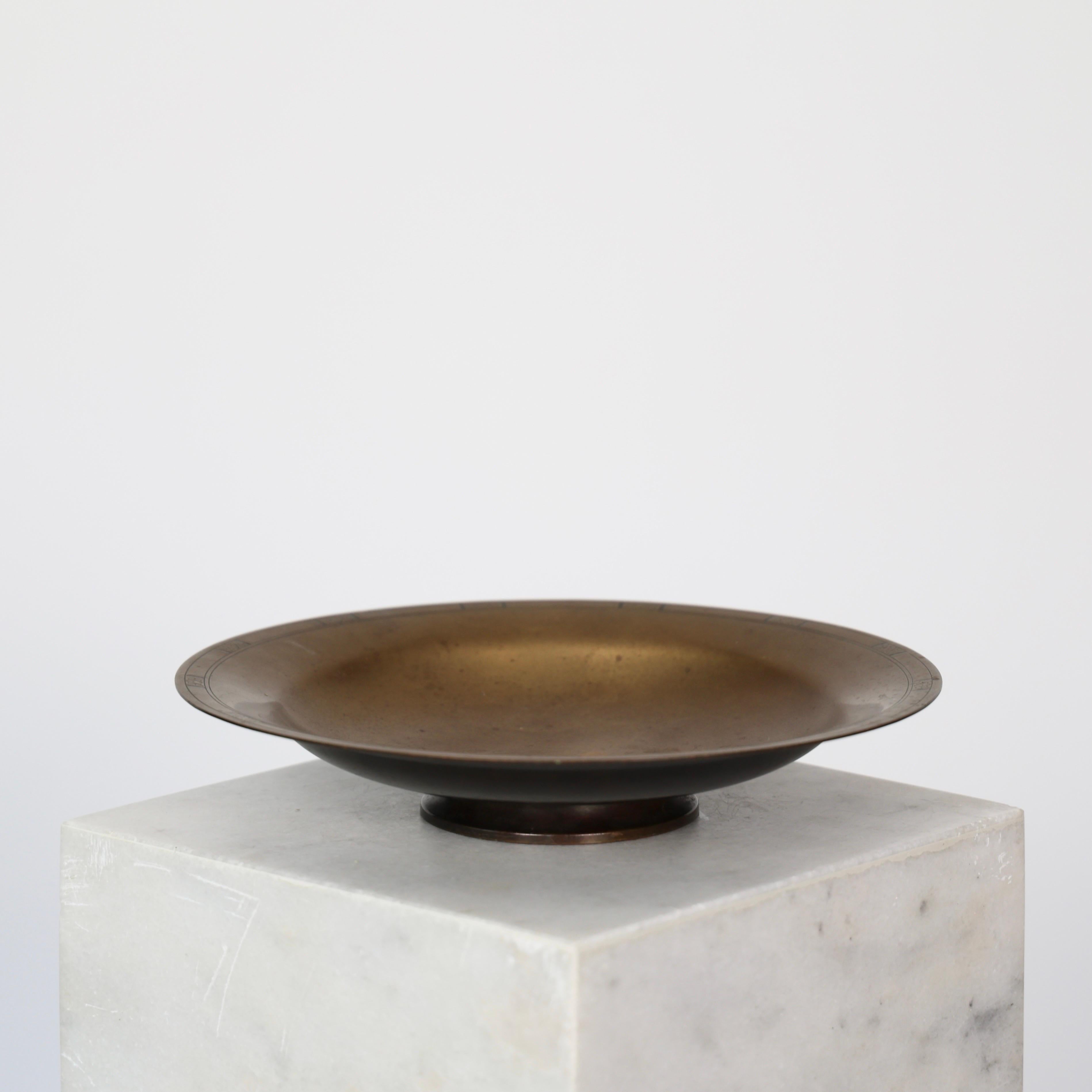 Art Deco Pedestal Bronze Bowl by Just Andersen, 1930s, Denmark For Sale