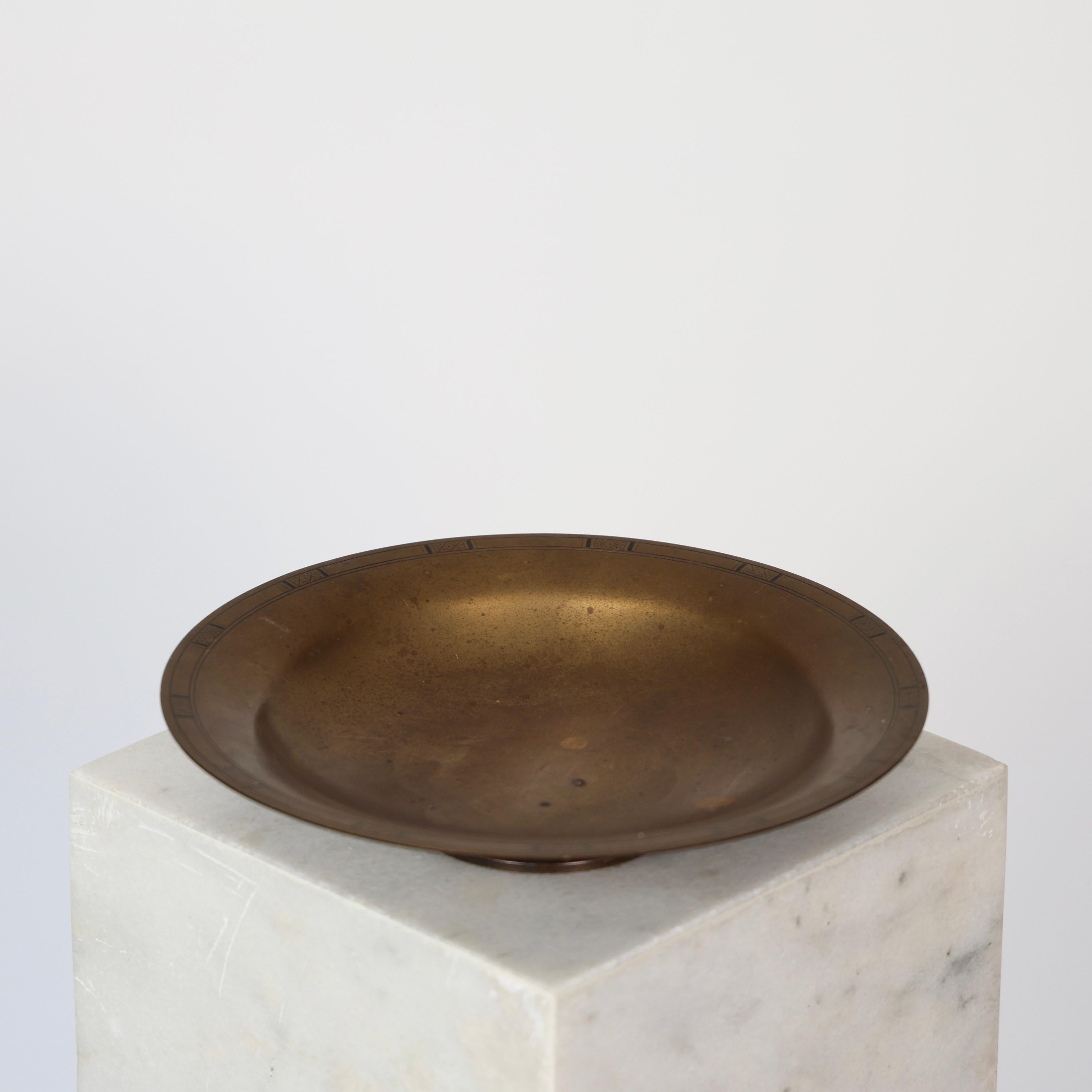 Pedestal Bronze Bowl by Just Andersen, 1930s, Denmark In Good Condition For Sale In Værløse, DK