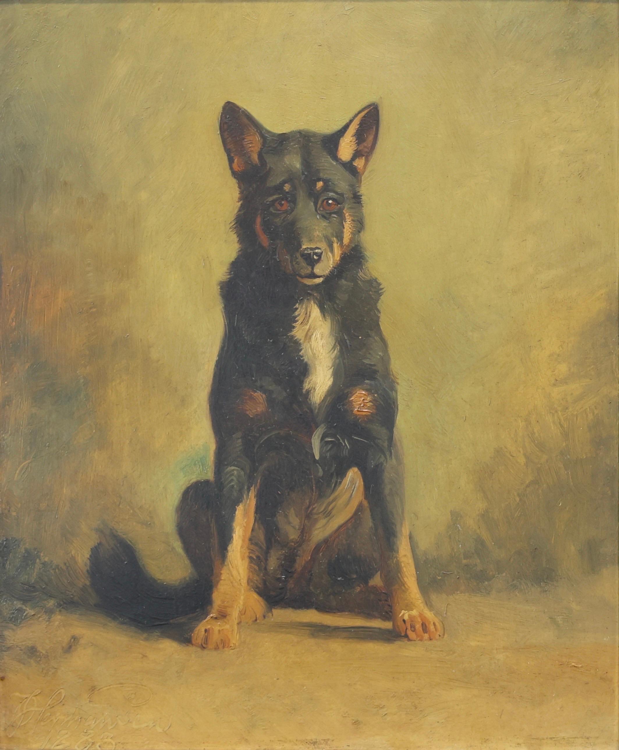O. A. Hermansen 'Portrait eines deutschen Schäferhundes', Ölgemälde, 1880er Jahre, Dänemark (Spätes 19. Jahrhundert) im Angebot