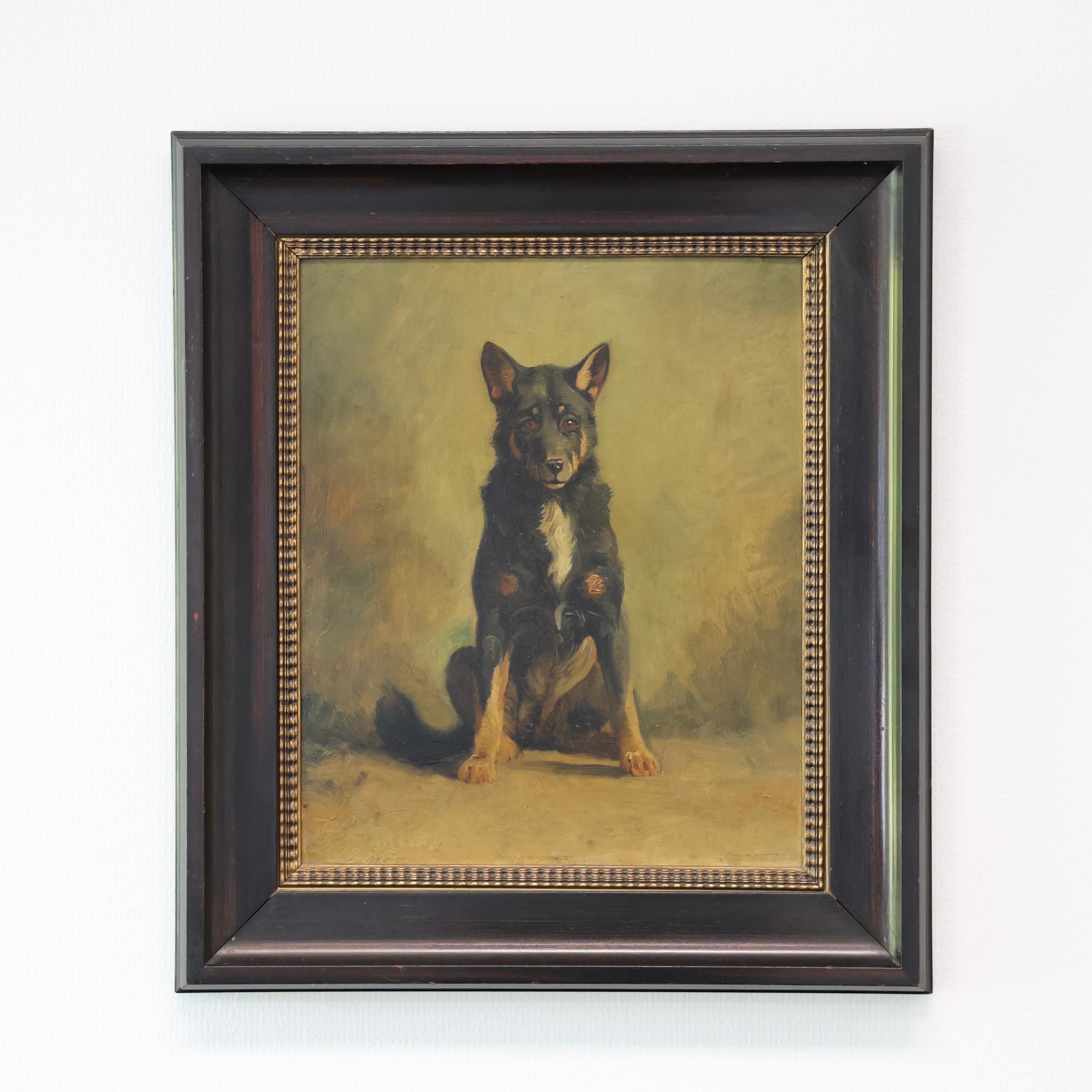 O. A. Hermansen 'Portrait eines deutschen Schäferhundes', Ölgemälde, 1880er Jahre, Dänemark im Zustand „Gut“ im Angebot in Værløse, DK