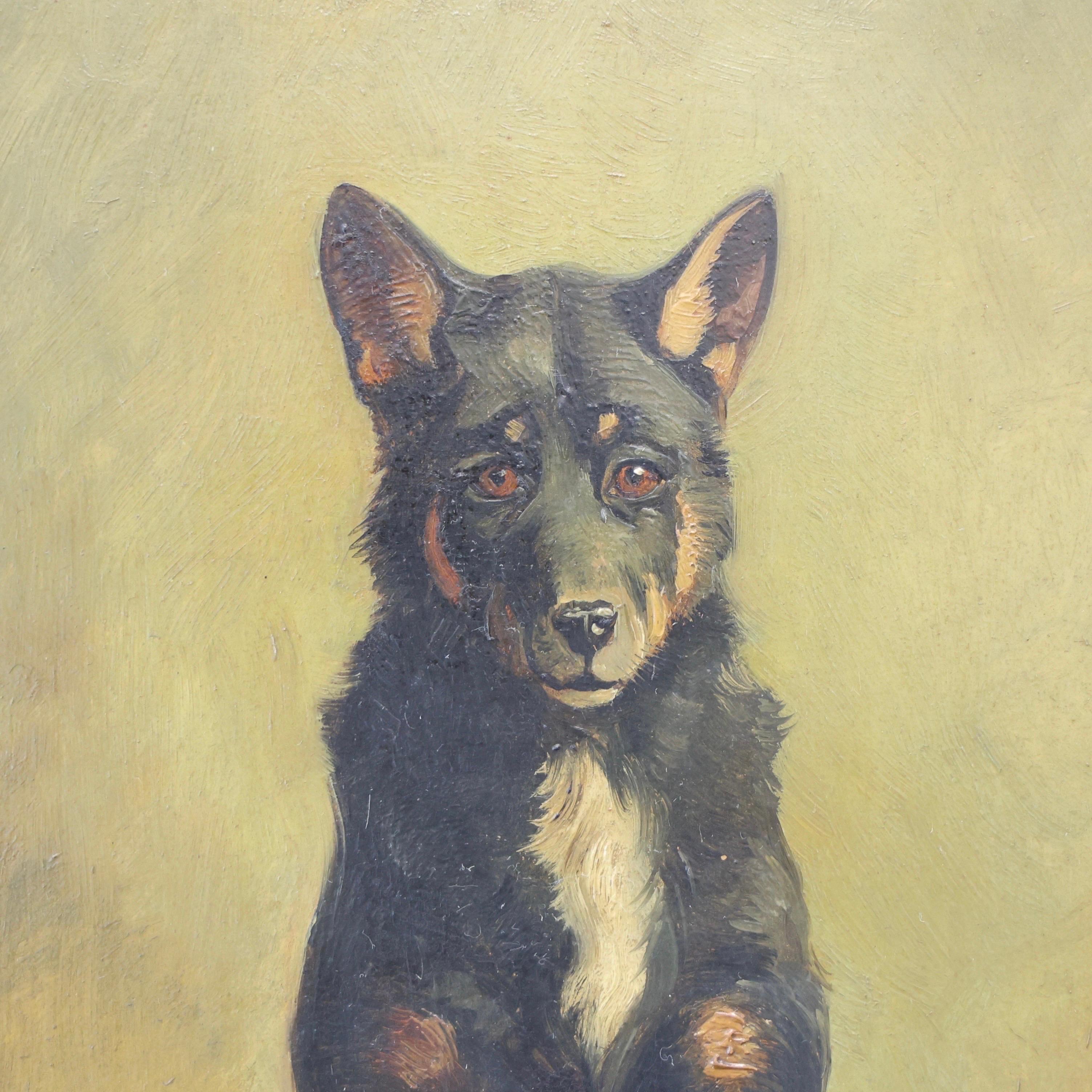 O. A. Hermansen 'Portrait eines deutschen Schäferhundes', Ölgemälde, 1880er Jahre, Dänemark (Holz) im Angebot