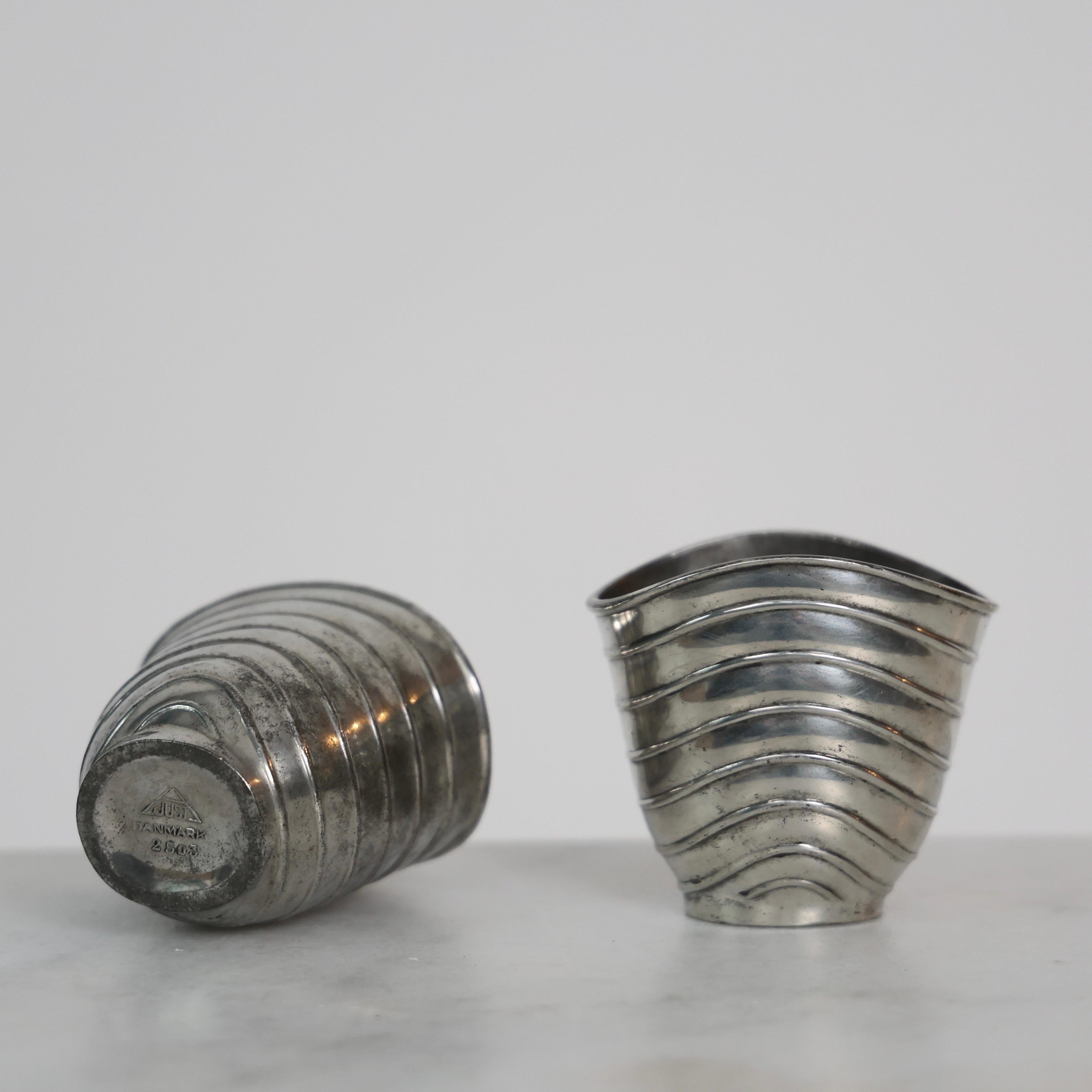 Vasi in peltro di Ellen Schlanbush per Just Andersen, anni '50, Danimarca in vendita 1